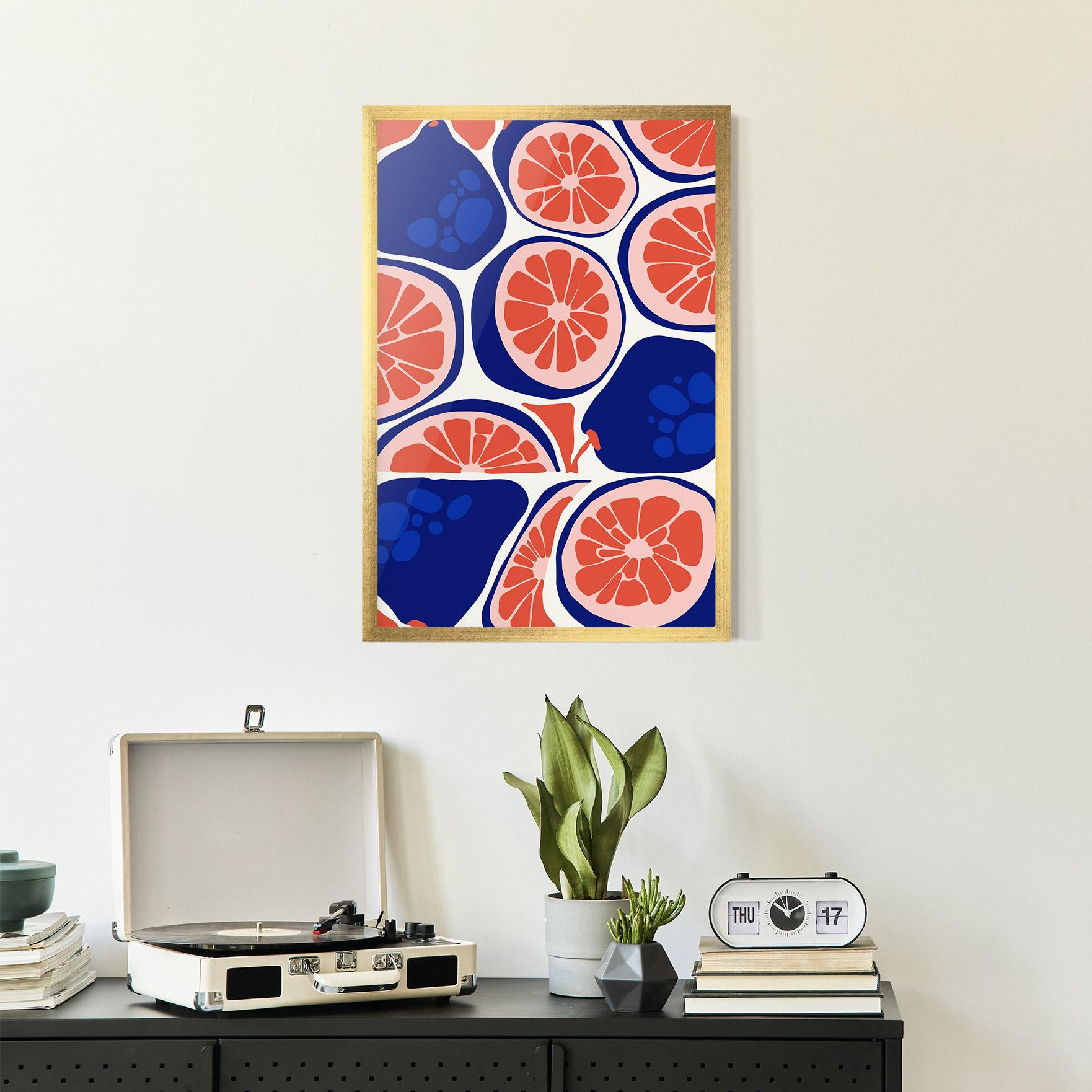 Gerahmte Poster Blue Pink Fruit mockup 2