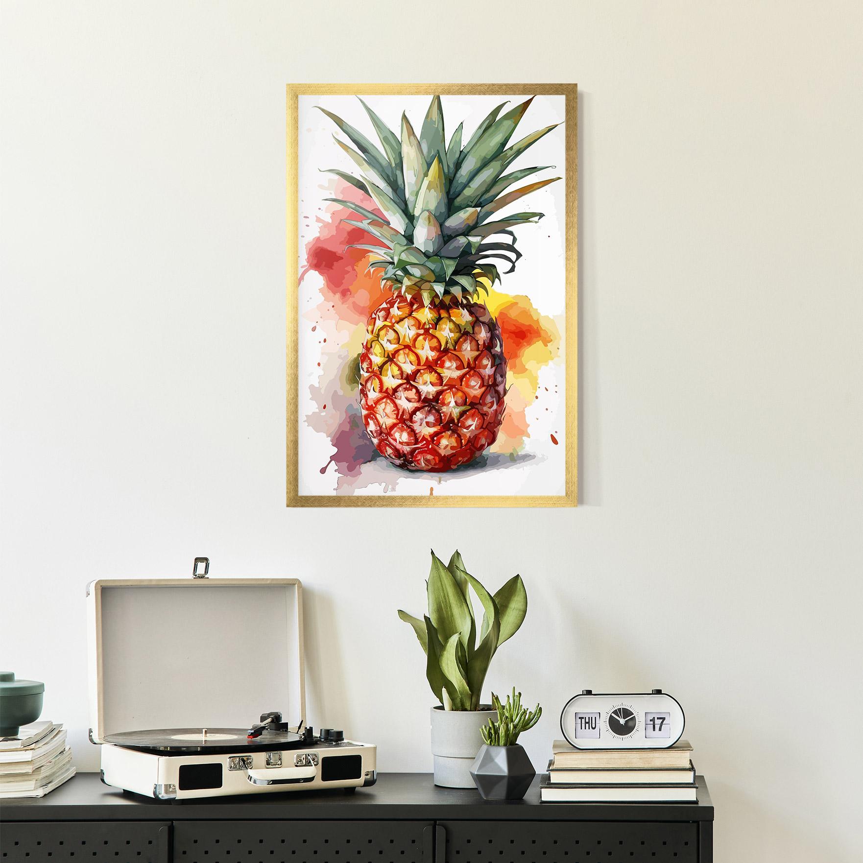 Gerahmte Poster Pineapple Watercolor mockup 2
