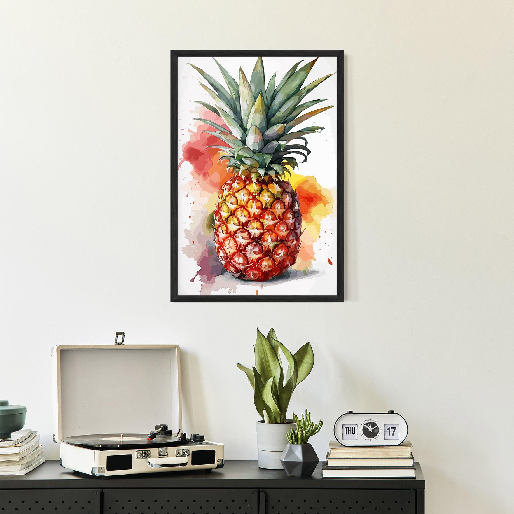 Gerahmte Poster Pineapple Watercolor mockup 2