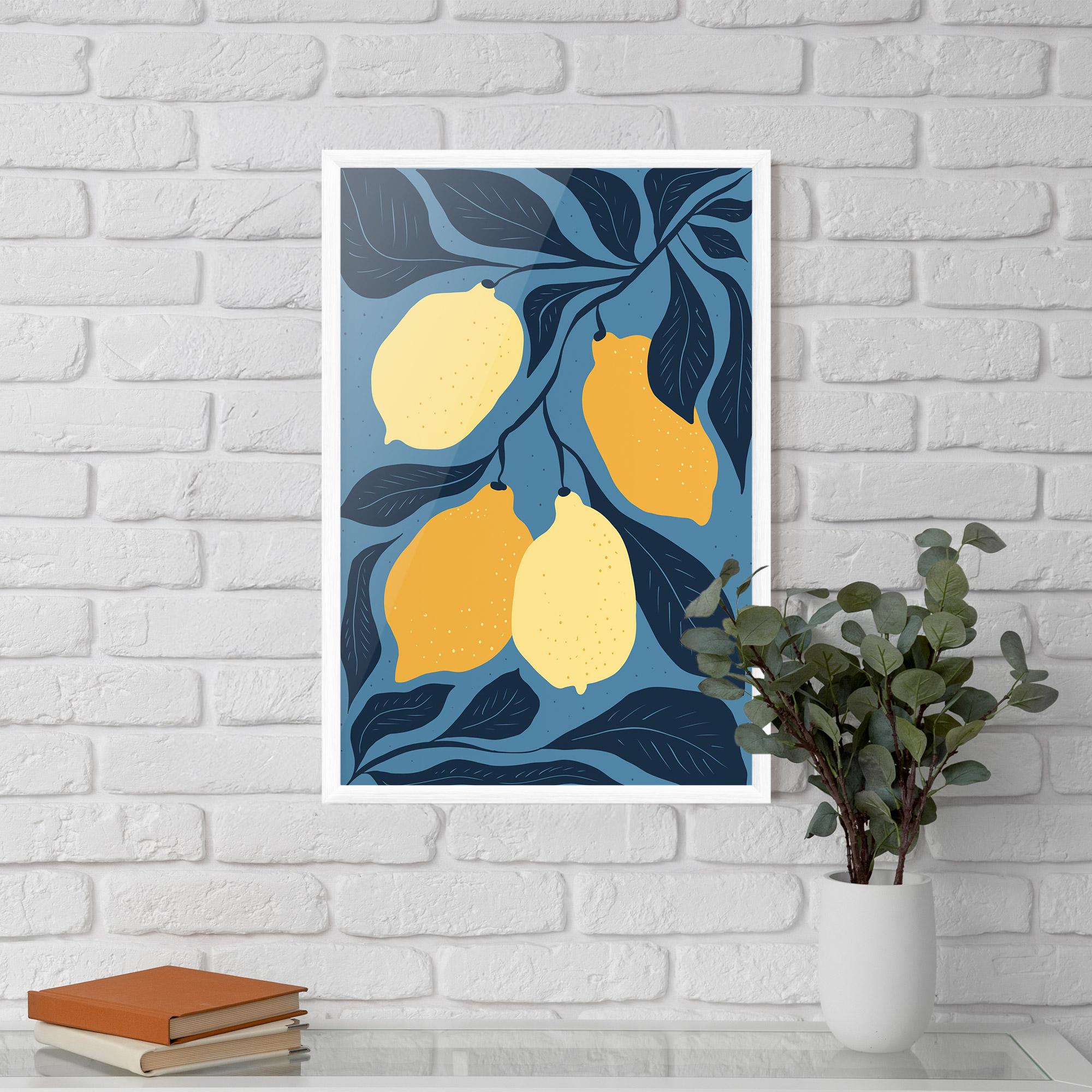 Gerahmte Poster Lemon On Blue mockup 5