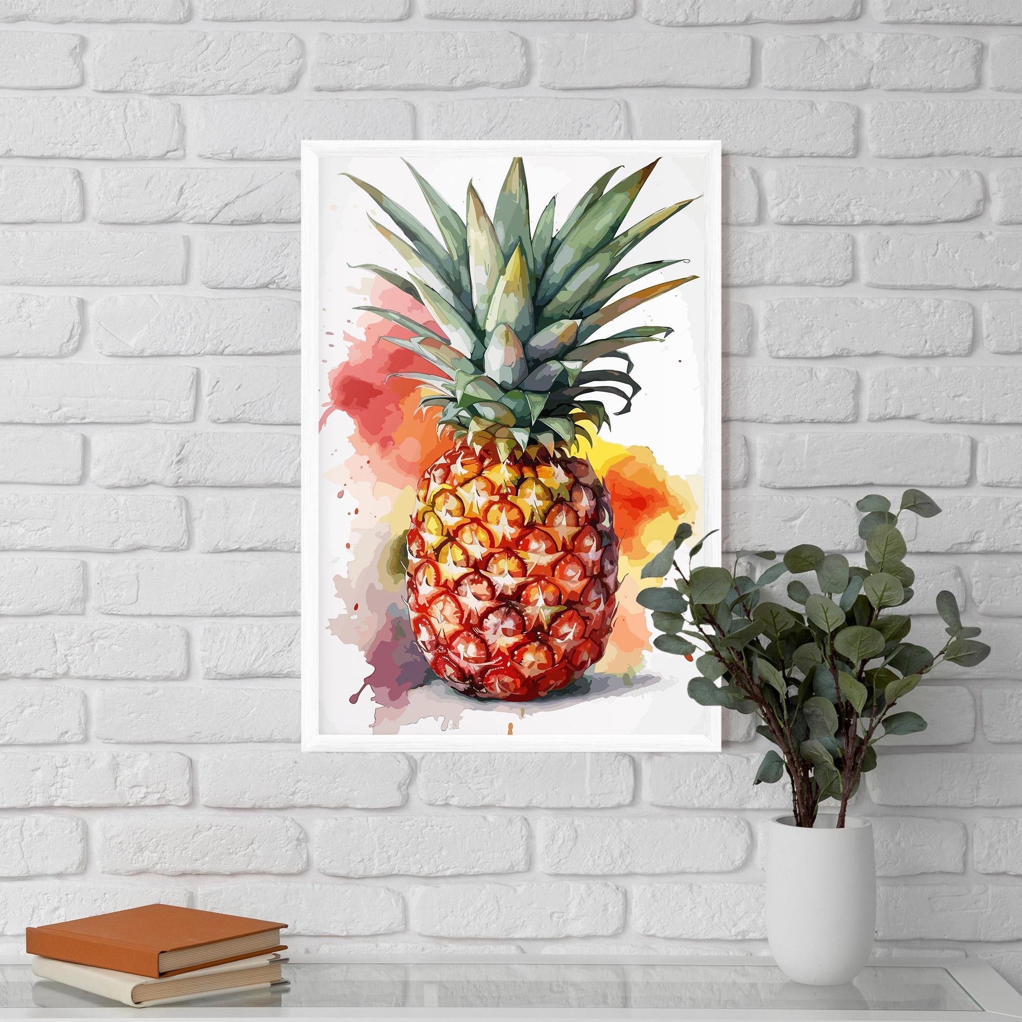 Gerahmte Poster Pineapple Watercolor mockup 5