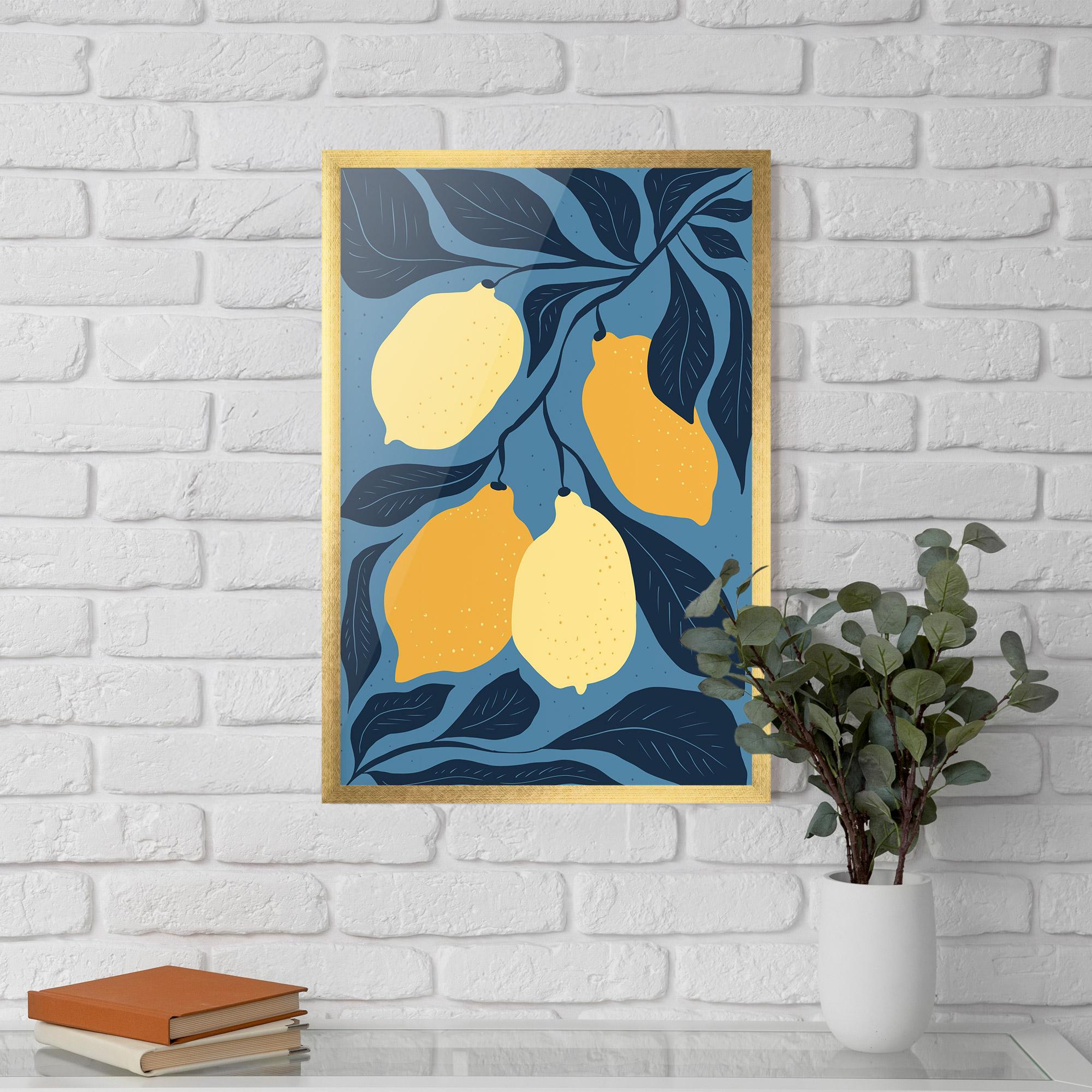 Gerahmte Poster Lemon On Blue mockup 5