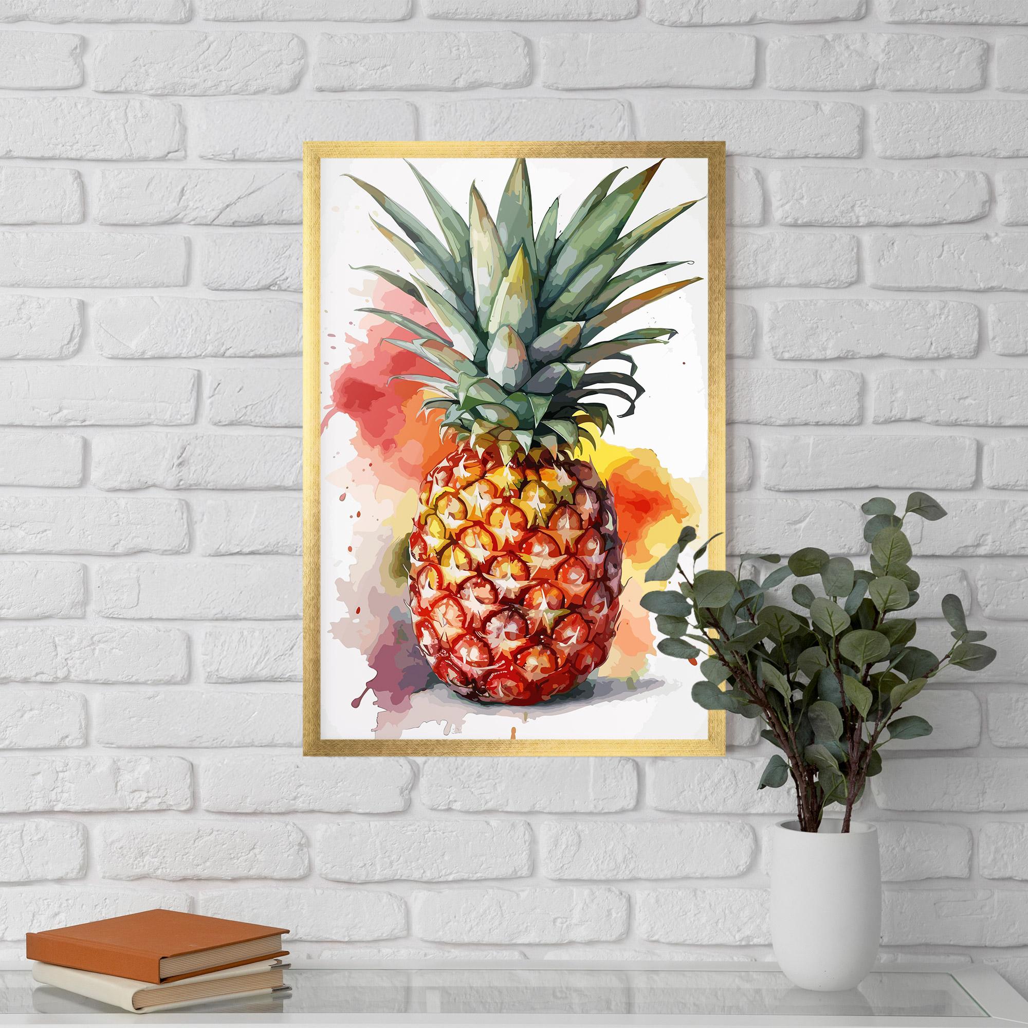 Gerahmte Poster Pineapple Watercolor mockup 5