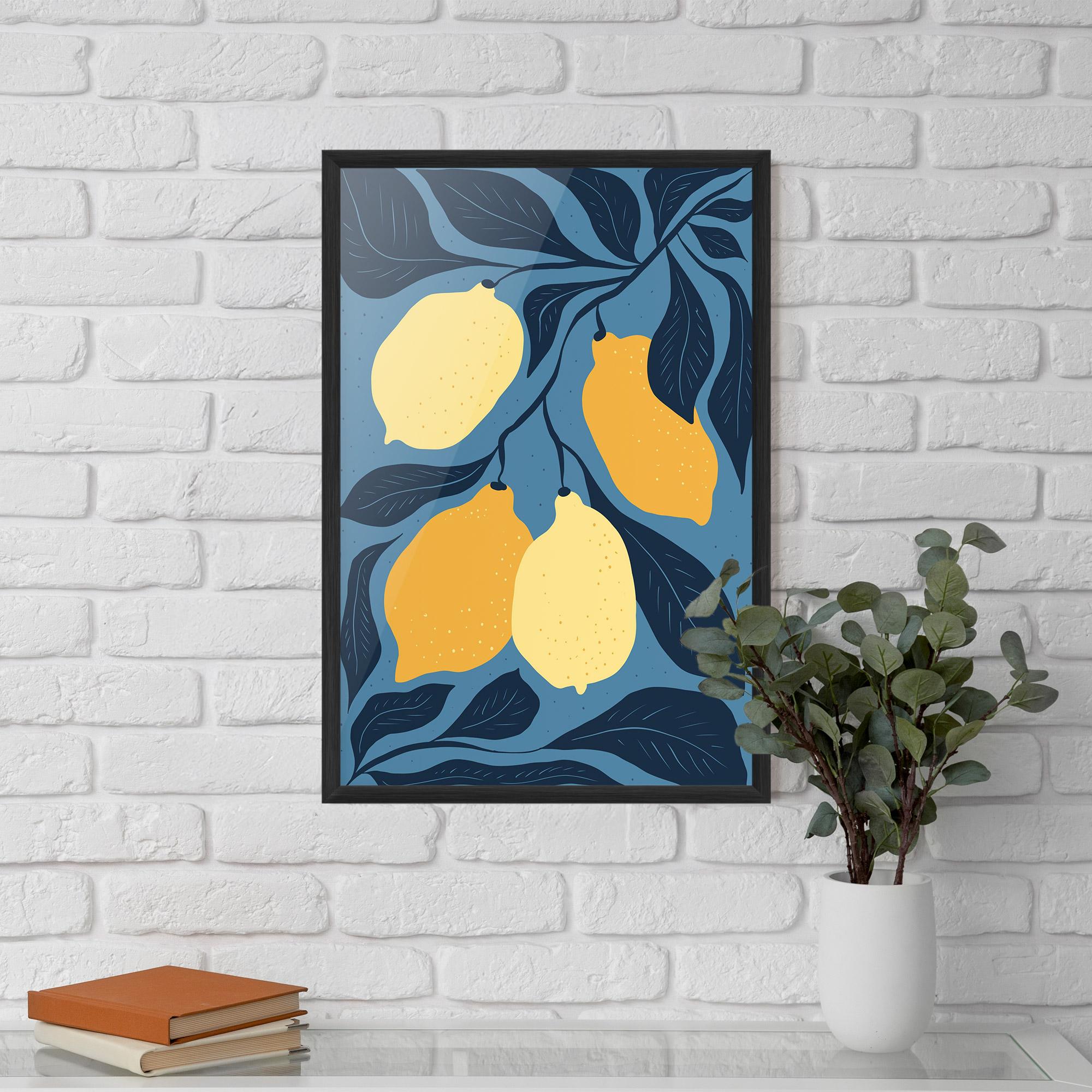 Gerahmte Poster Lemon On Blue mockup 5