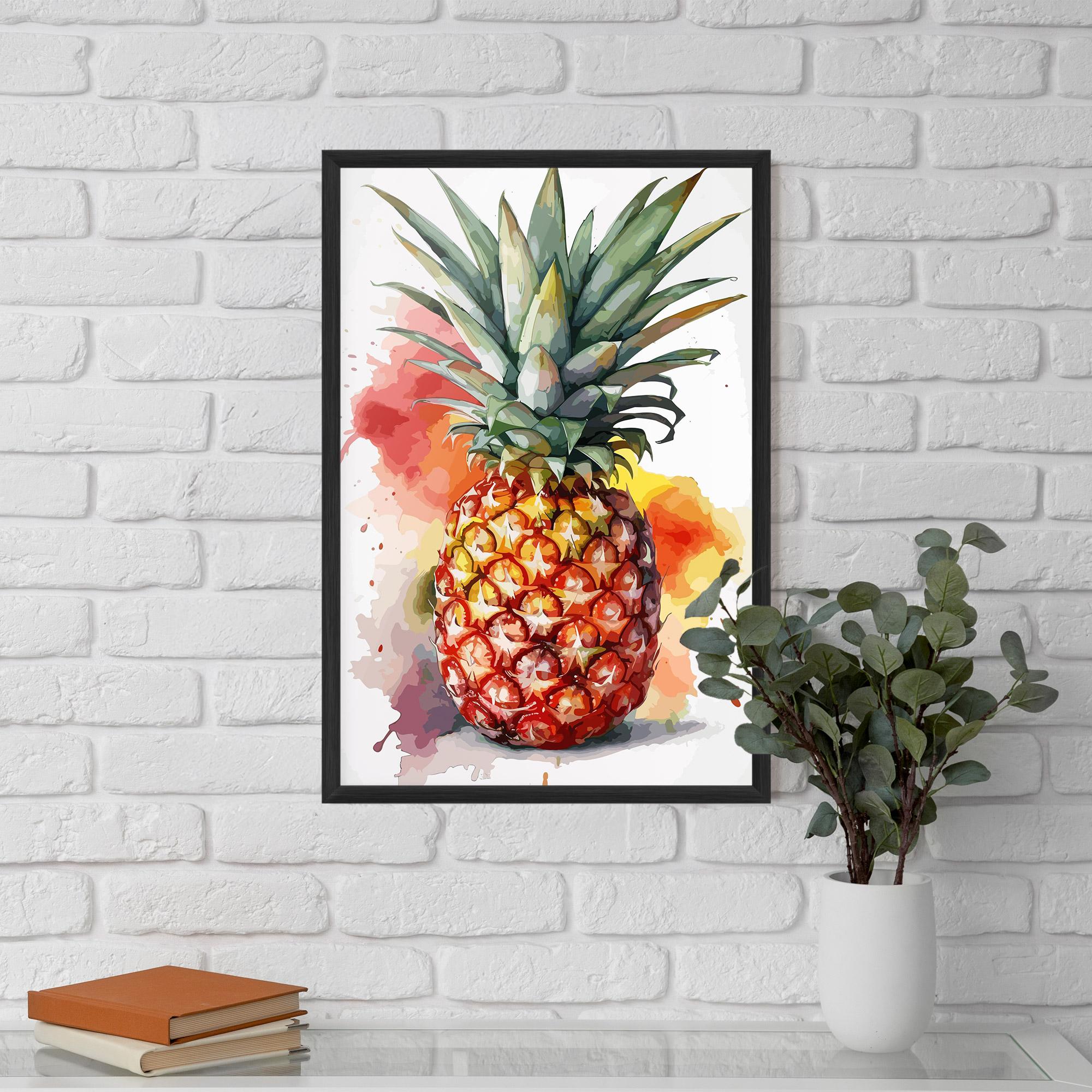 Gerahmte Poster Pineapple Watercolor mockup 5