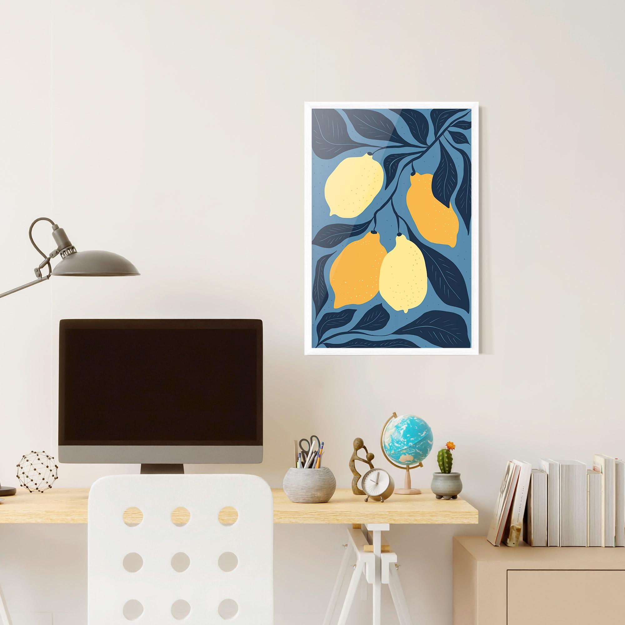 Gerahmte Poster Lemon On Blue mockup 6