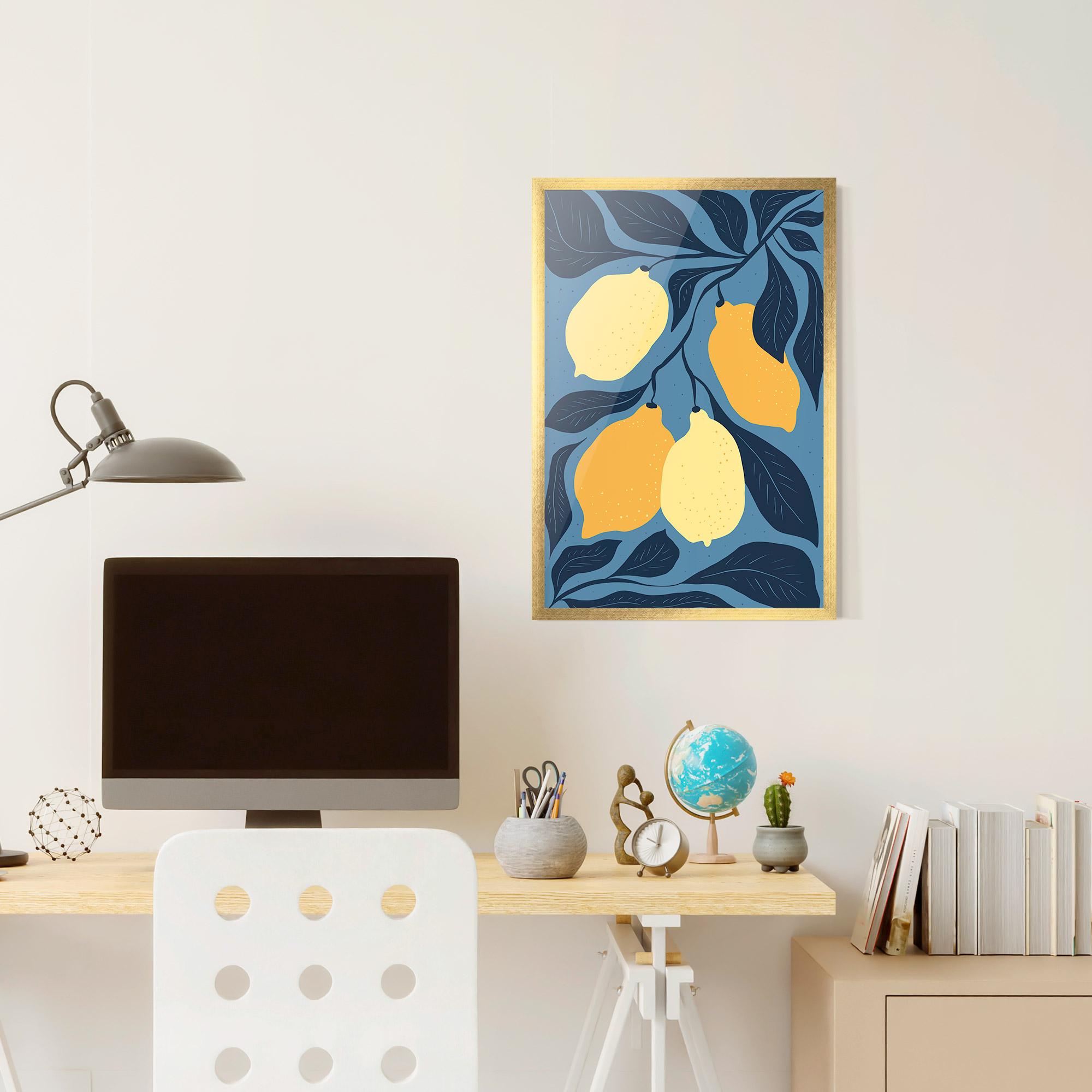 Gerahmte Poster Lemon On Blue mockup 6