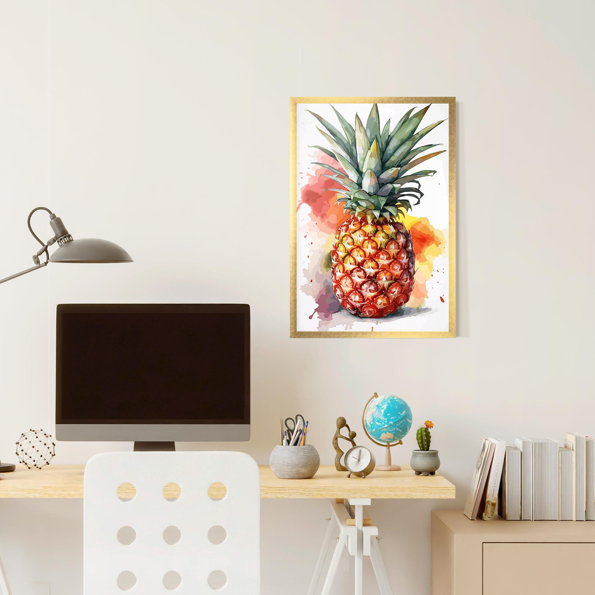 Gerahmte Poster Pineapple Watercolor mockup 6