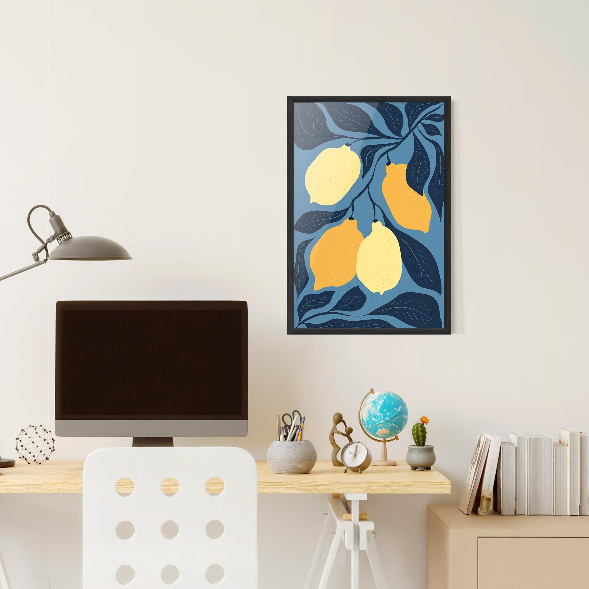 Gerahmte Poster Lemon On Blue mockup 6