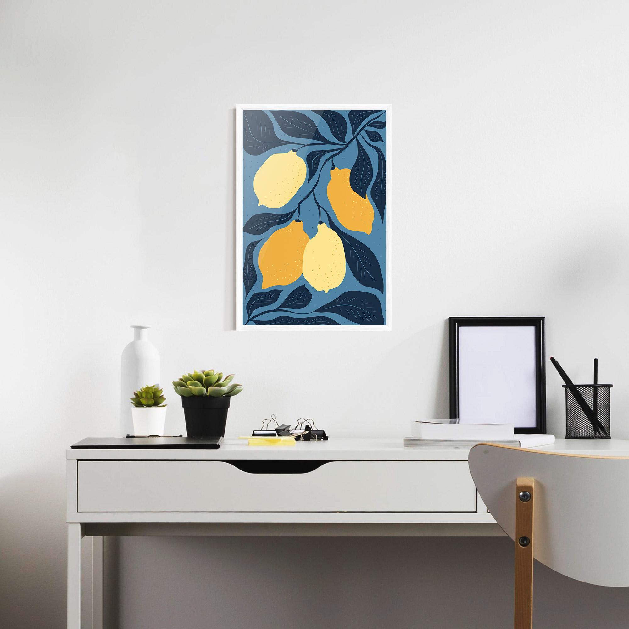 Gerahmte Poster Lemon On Blue mockup 7