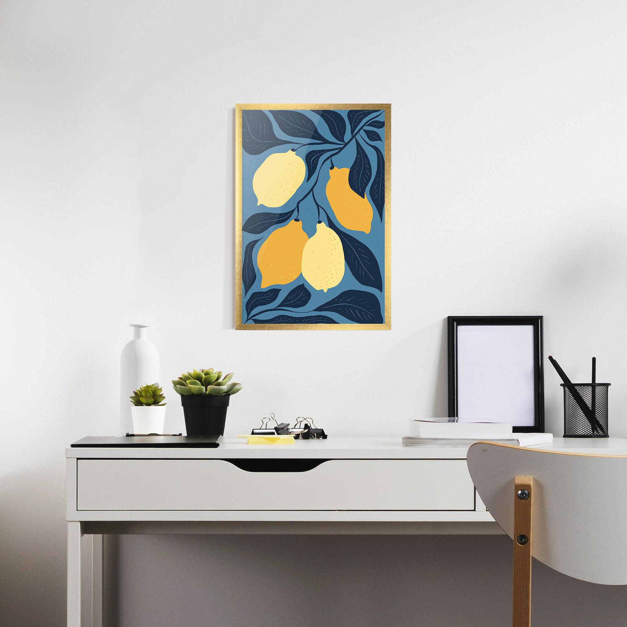 Gerahmte Poster Lemon On Blue mockup 7