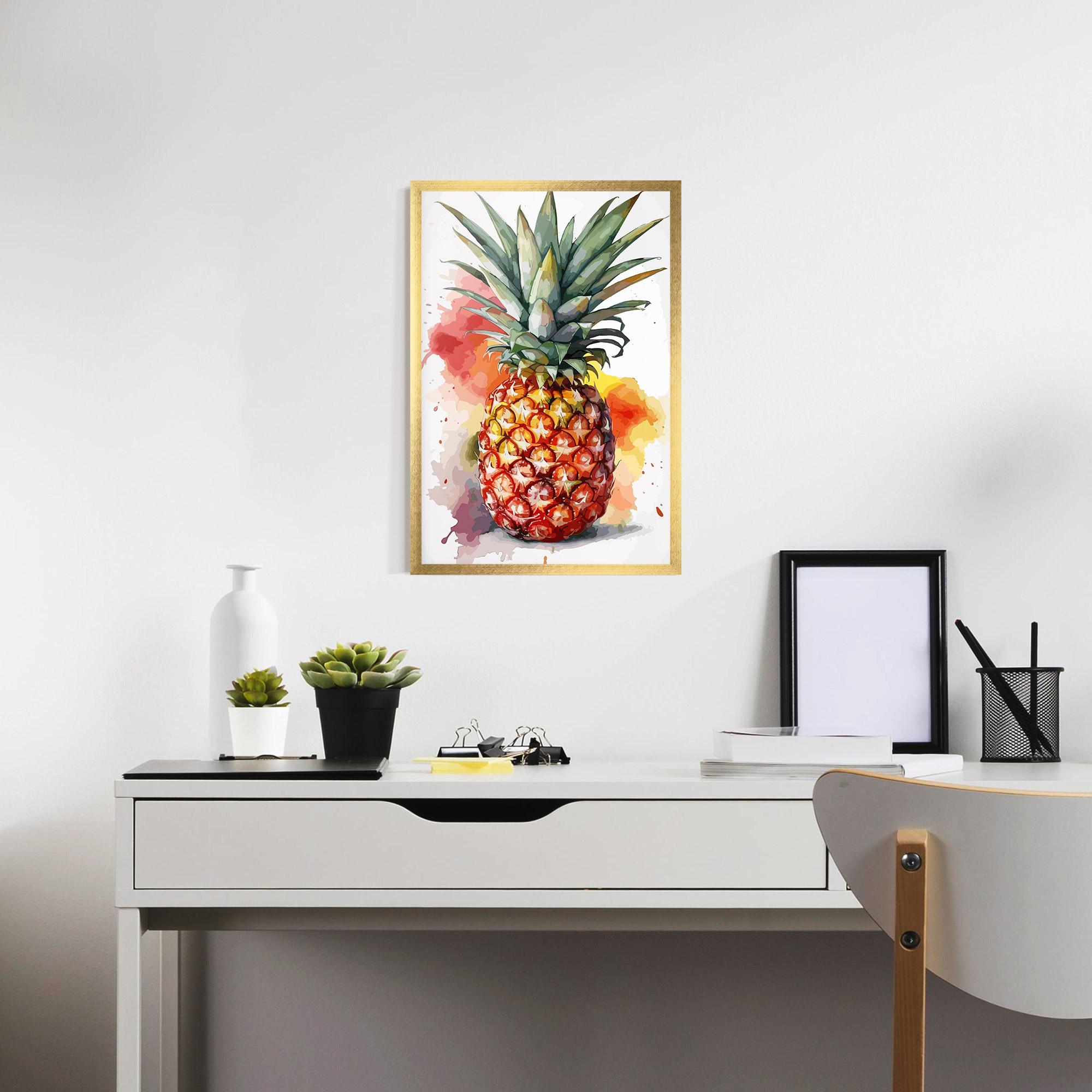 Gerahmte Poster Pineapple Watercolor mockup 7