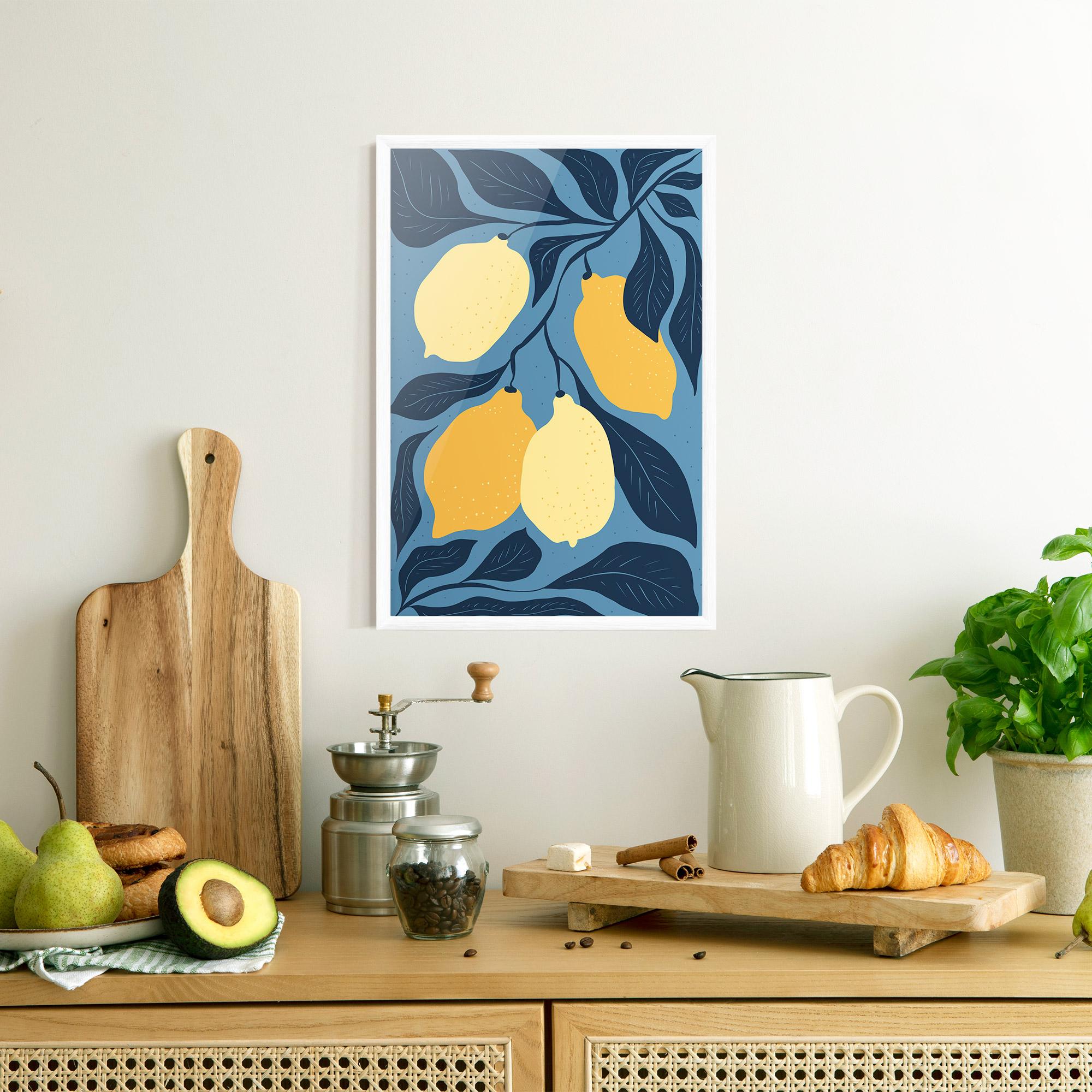 Gerahmte Poster Lemon On Blue mockup 8