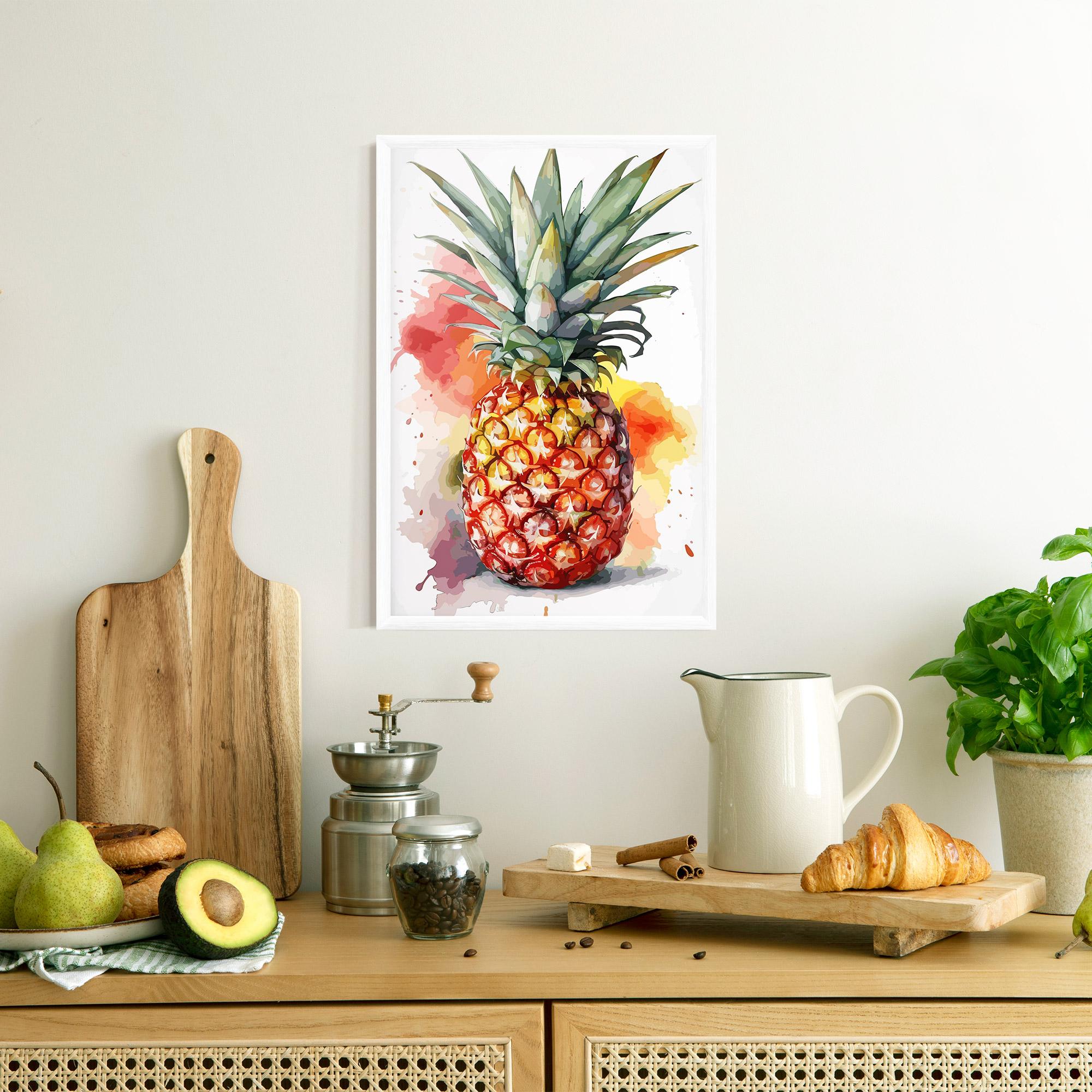 Gerahmte Poster Pineapple Watercolor mockup 8