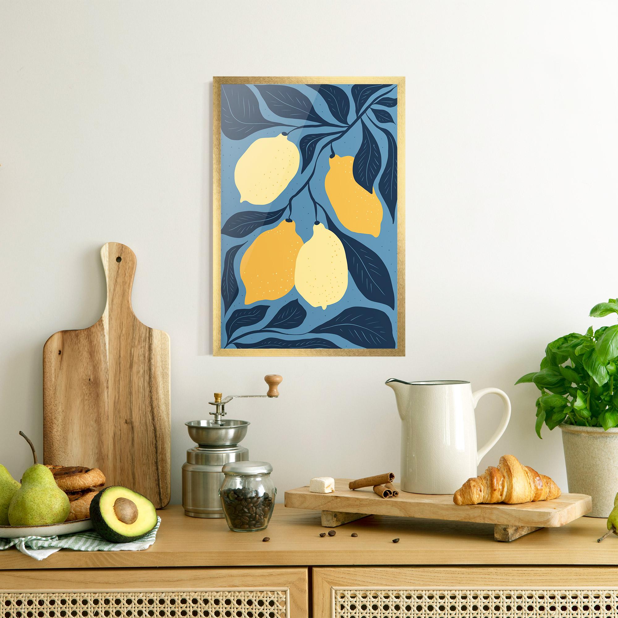 Gerahmte Poster Lemon On Blue mockup 8