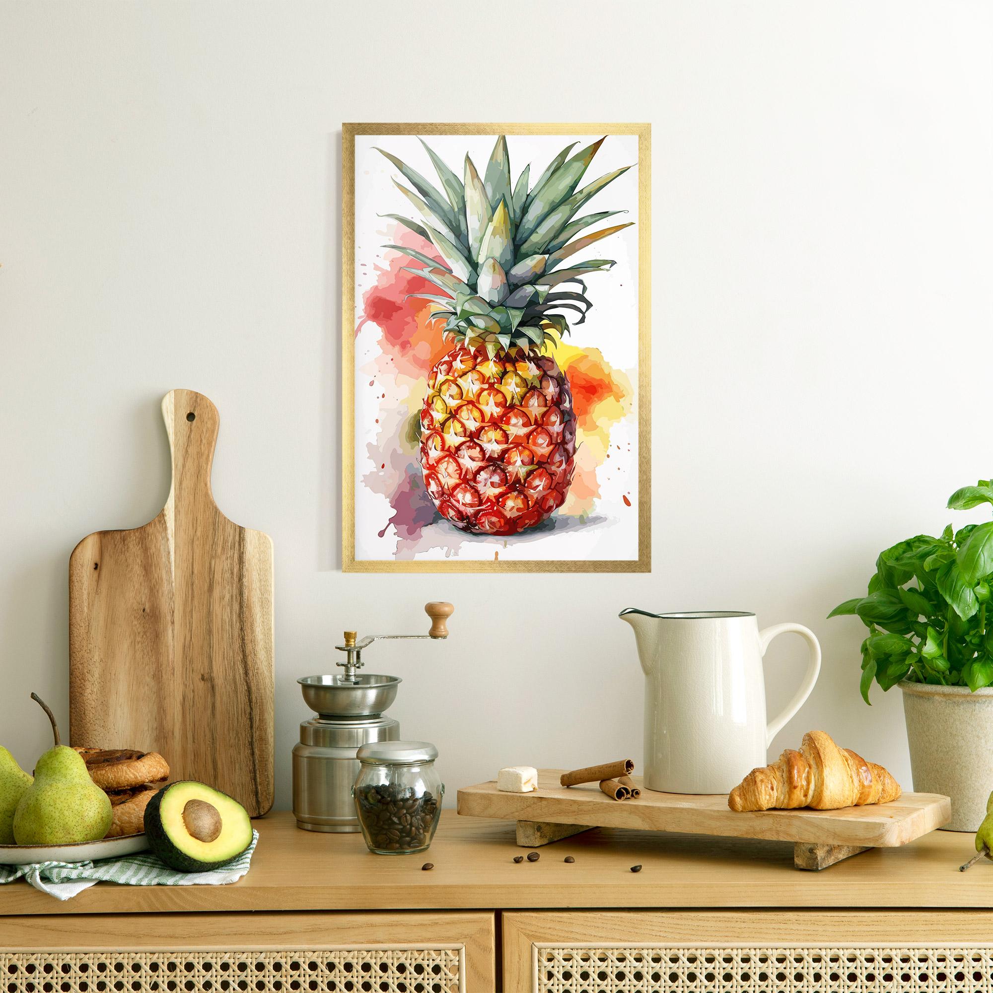 Gerahmte Poster Pineapple Watercolor mockup 8
