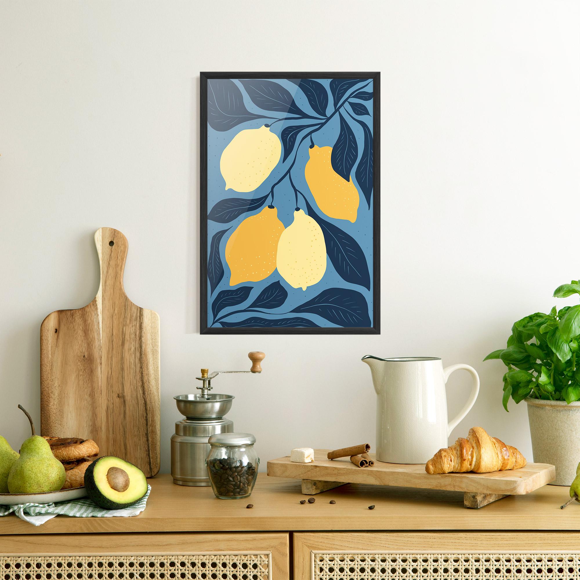 Gerahmte Poster Lemon On Blue mockup 8