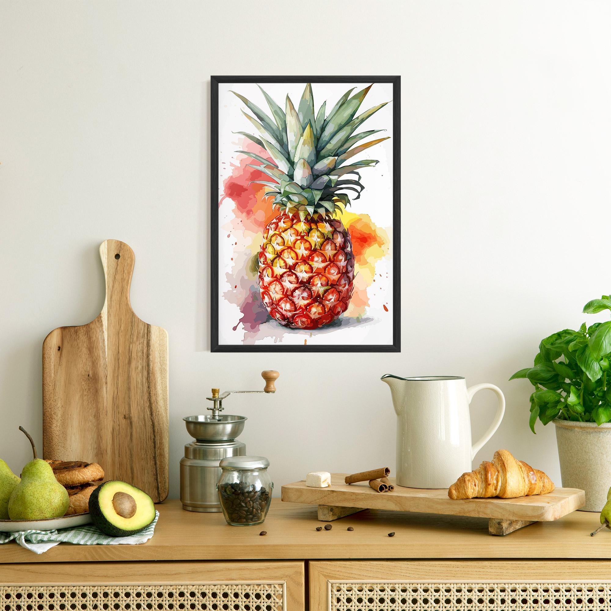 Gerahmte Poster Pineapple Watercolor mockup 8