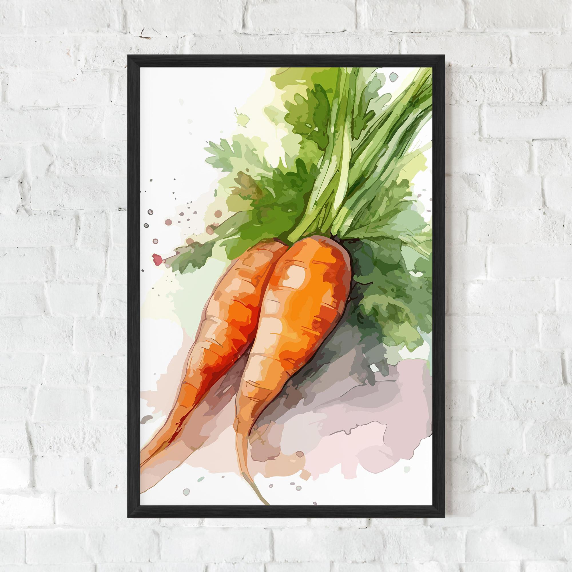 Gerahmte Poster Carrot Watercolor mockup 0