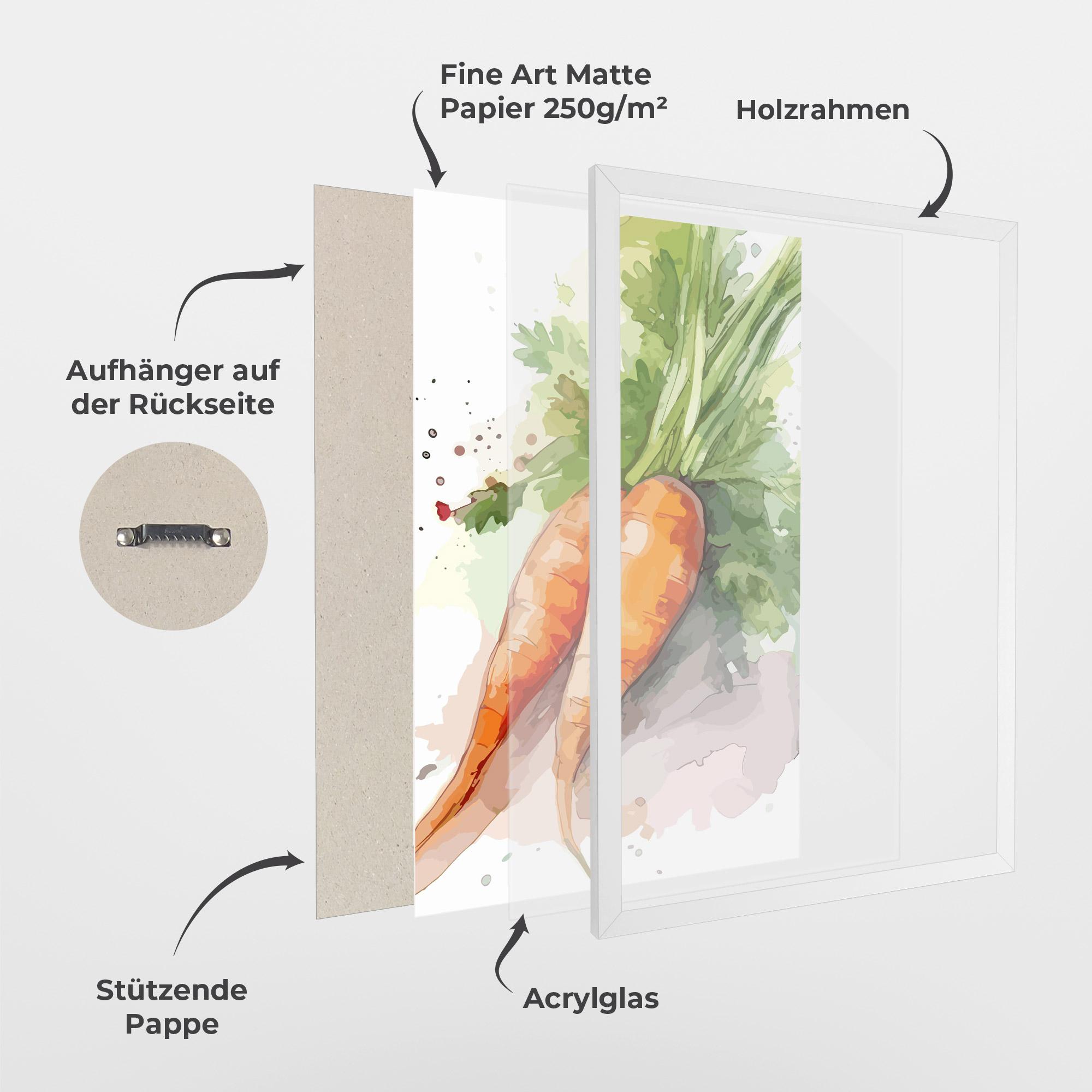 Gerahmte Poster Carrot Watercolor mockup 1