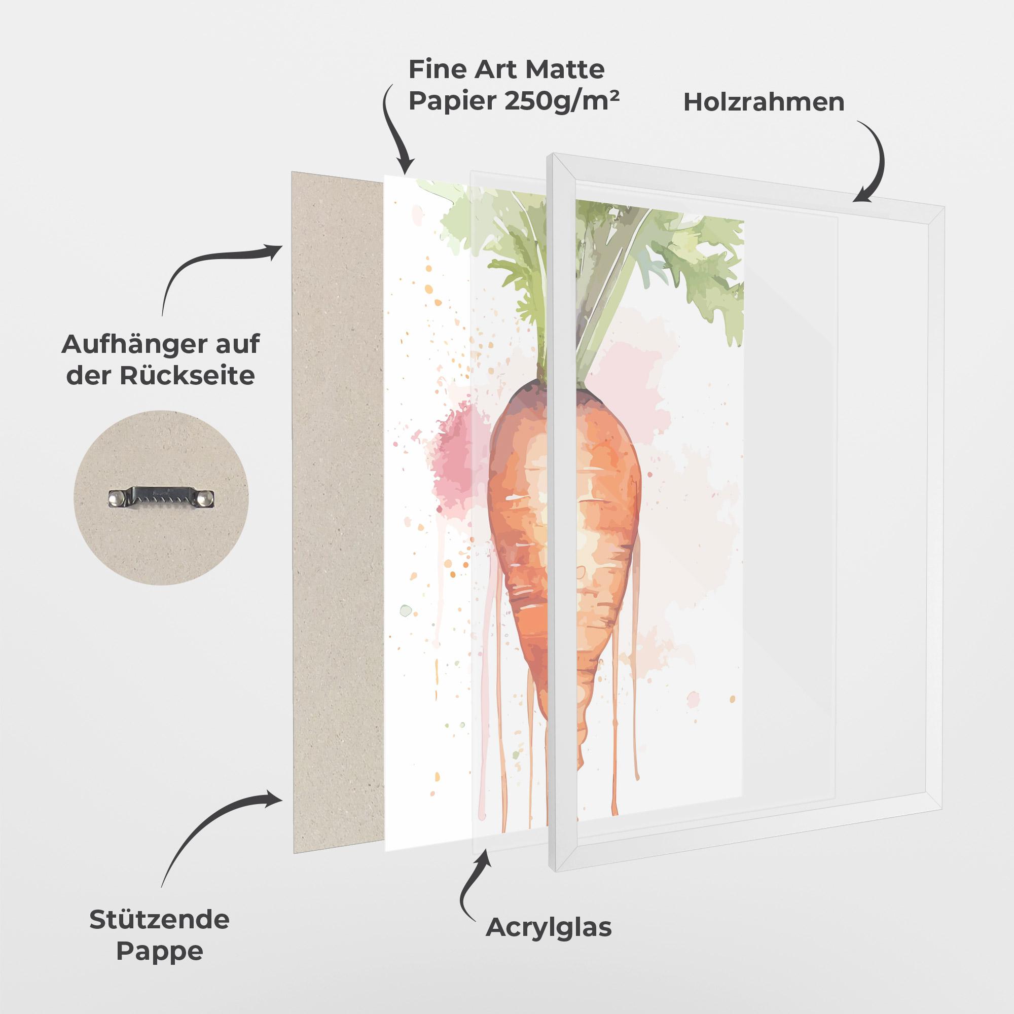 Gerahmte Poster Watercolor Carrot mockup 1