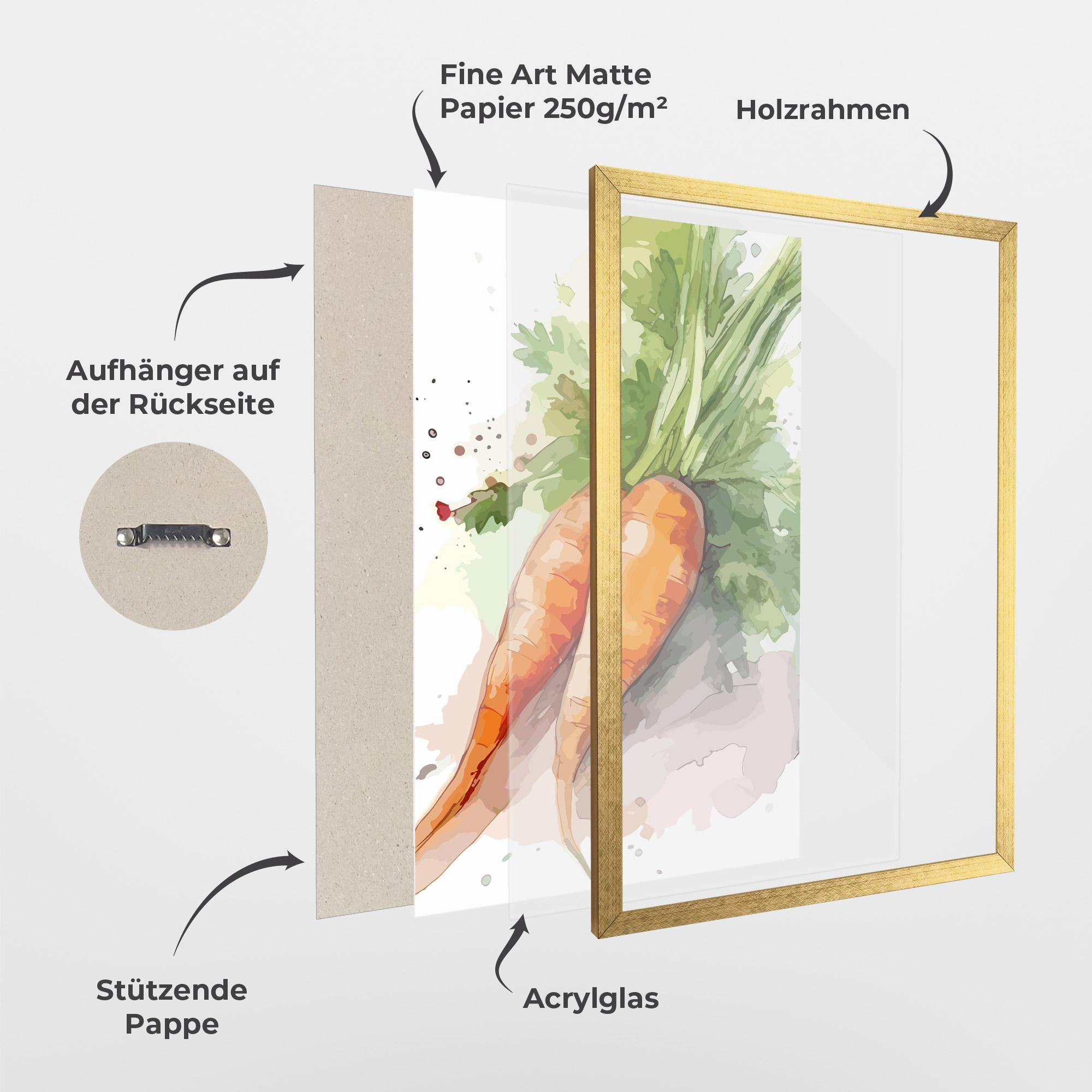 Gerahmte Poster Carrot Watercolor mockup 1