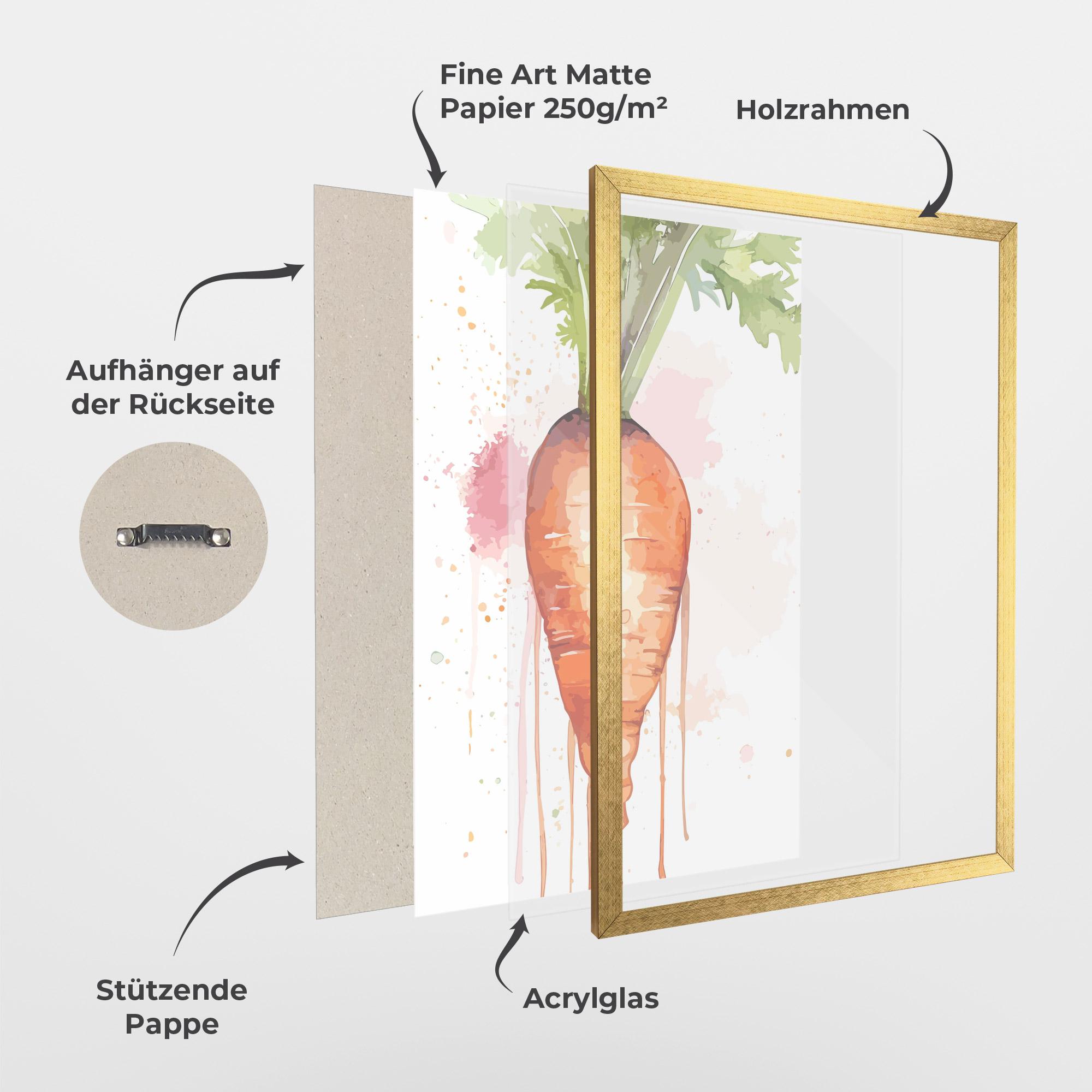 Gerahmte Poster Watercolor Carrot mockup 1