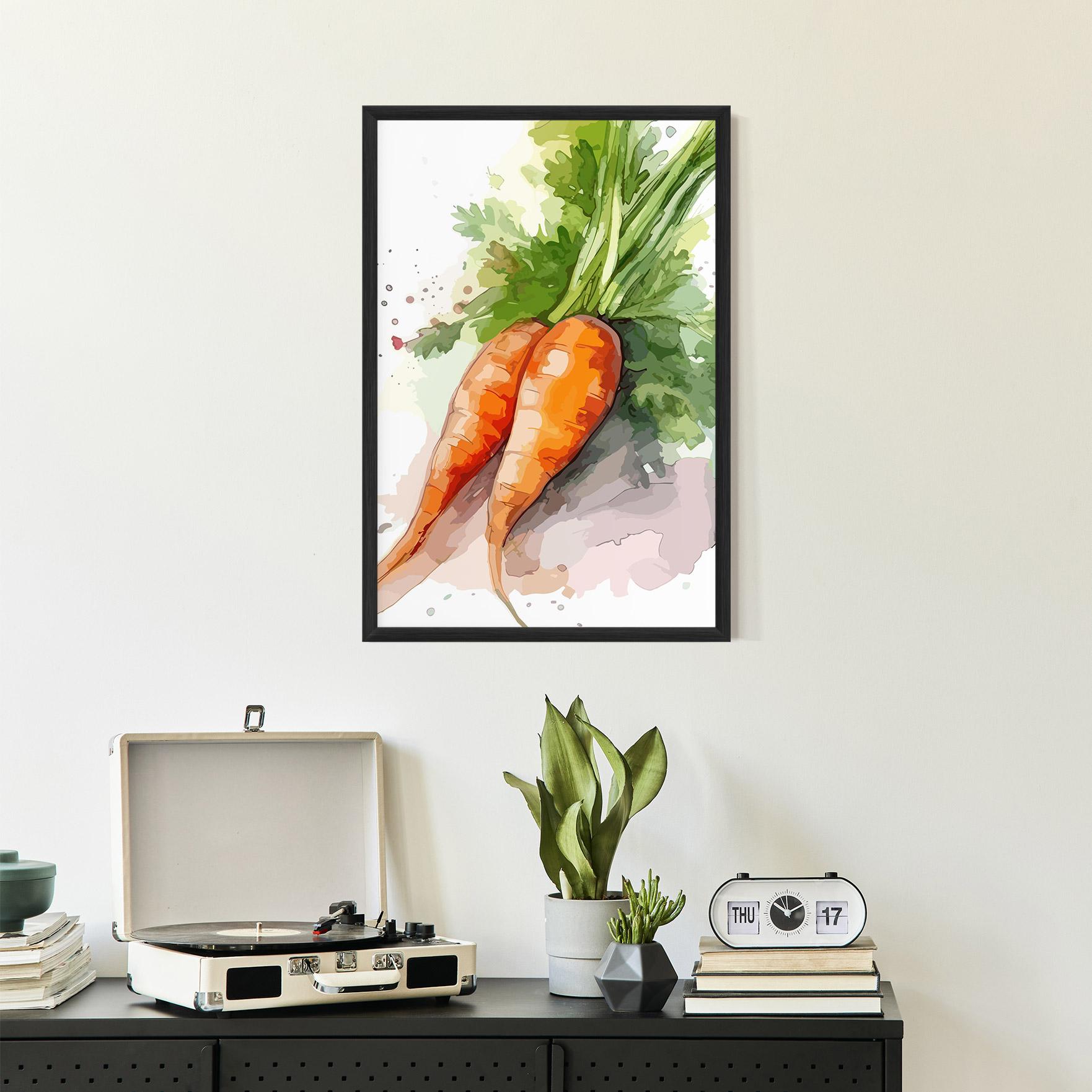 Gerahmte Poster Carrot Watercolor mockup 2