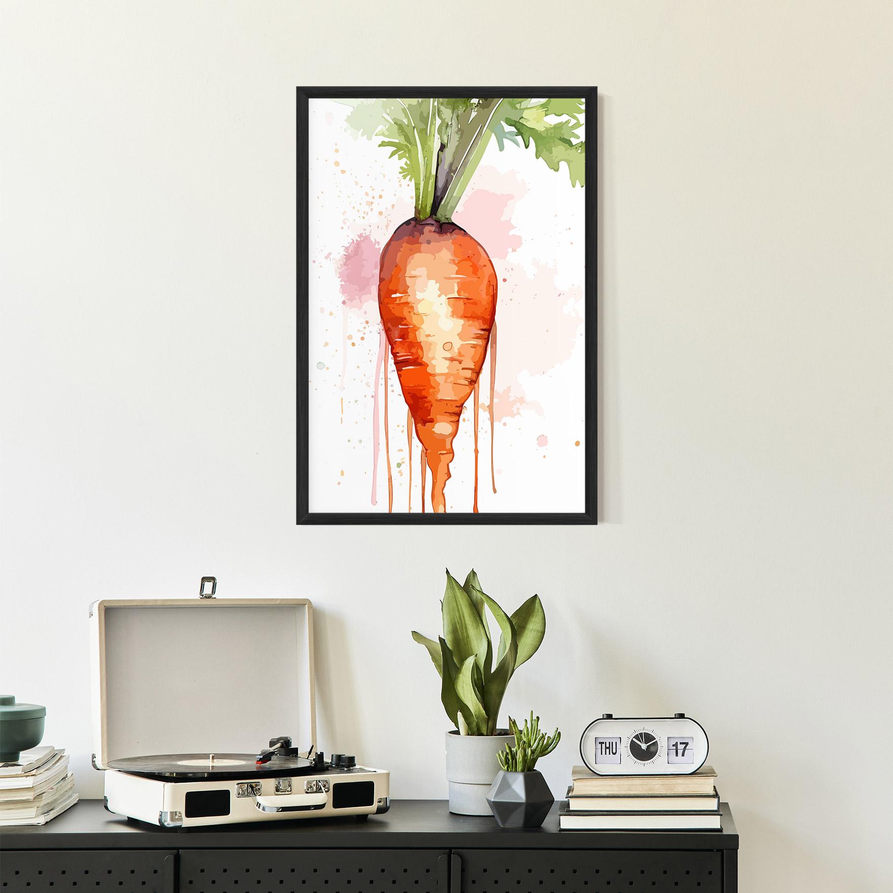 Gerahmte Poster Watercolor Carrot mockup 2