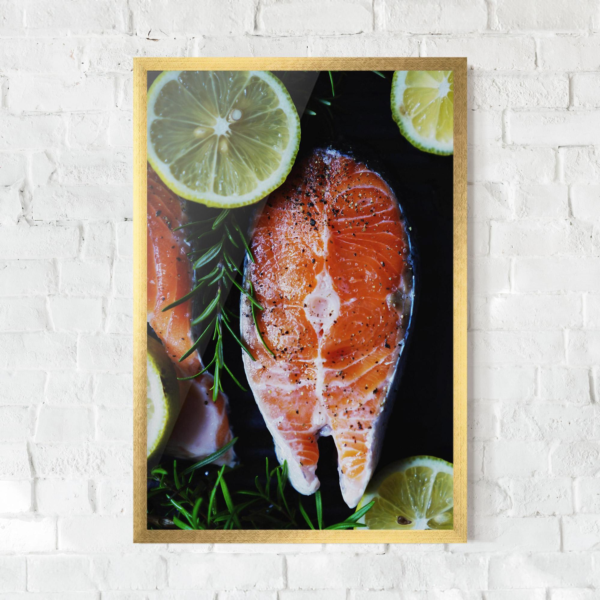 Gerahmte Poster Fish With Lemons mockup 0