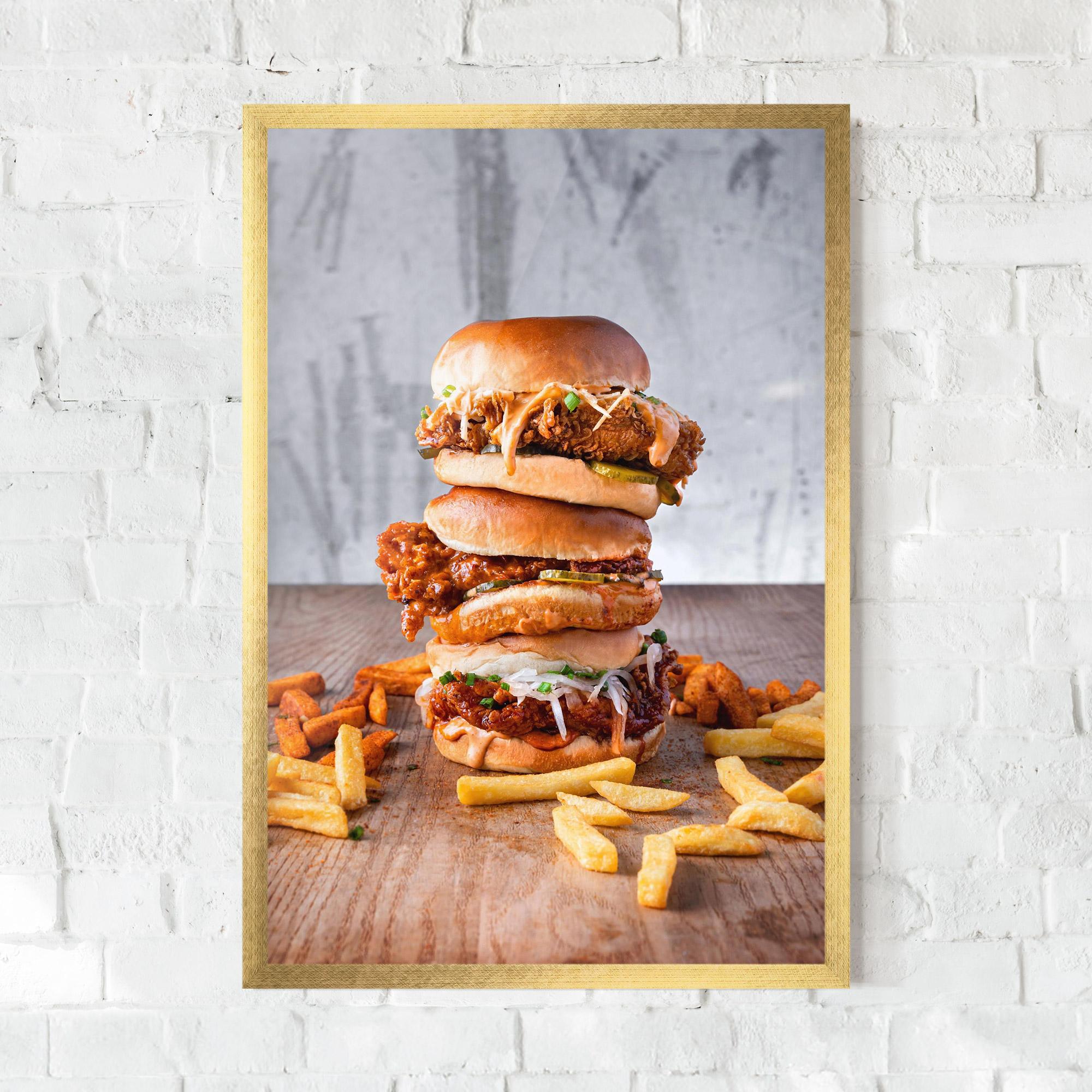 Gerahmte Poster Triple Hamburger mockup 0