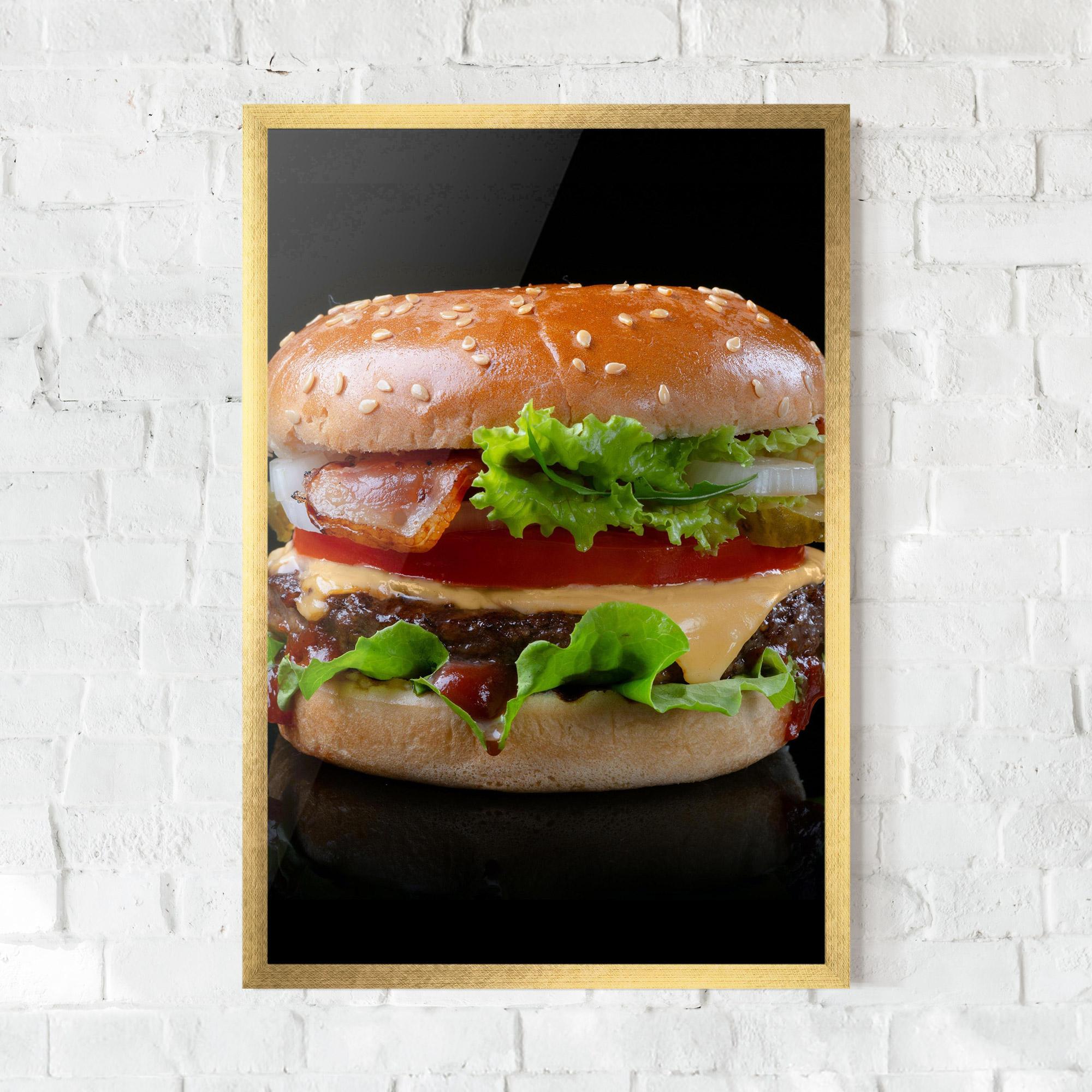 Gerahmte Poster Yumm Hamburger mockup 0