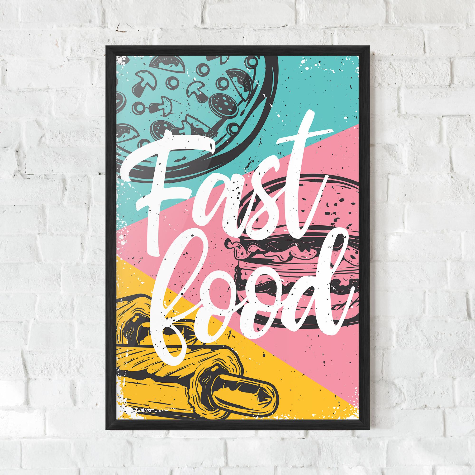 Gerahmte Poster Fast Food Pink mockup 0