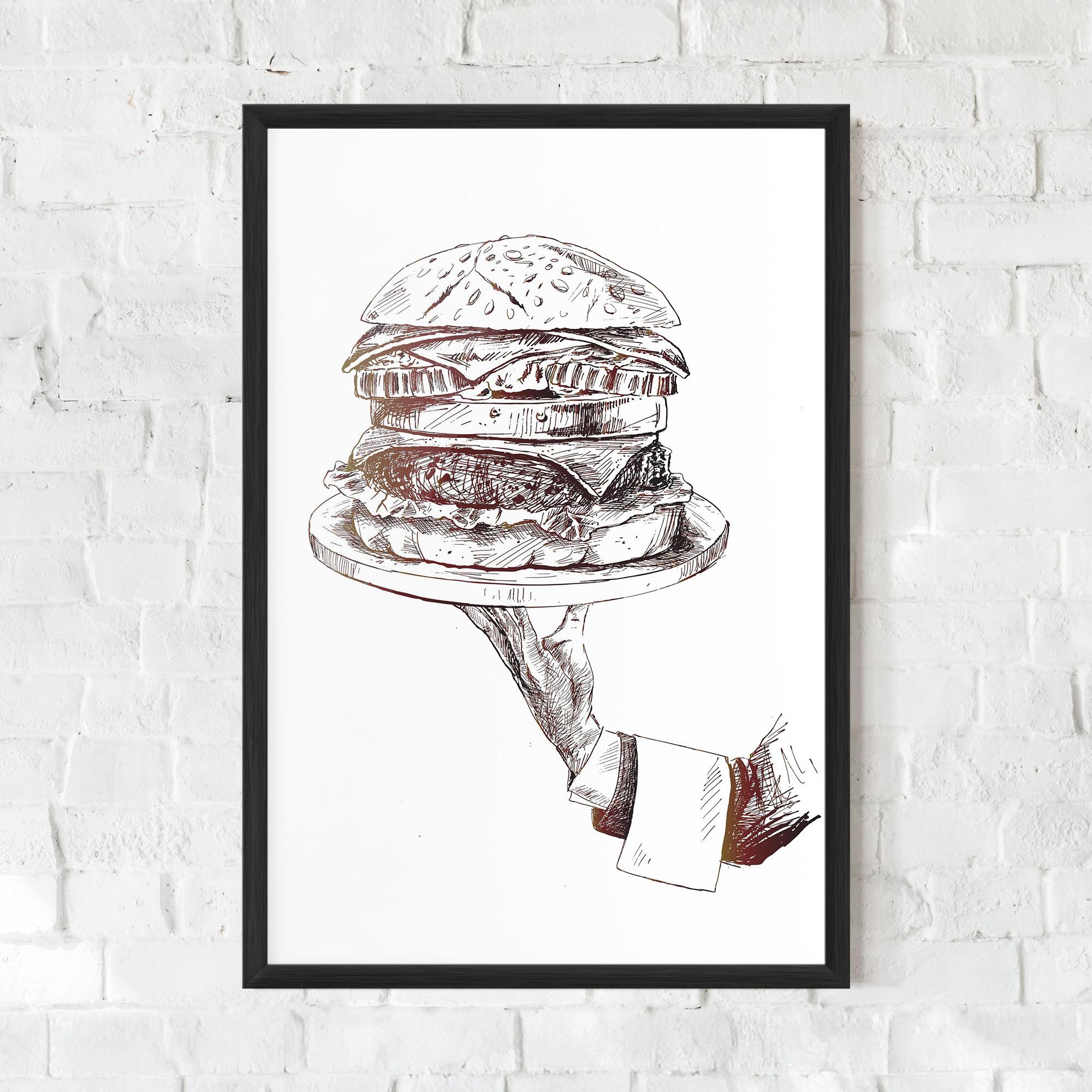 Gerahmte Poster Holding Hamburger mockup 0