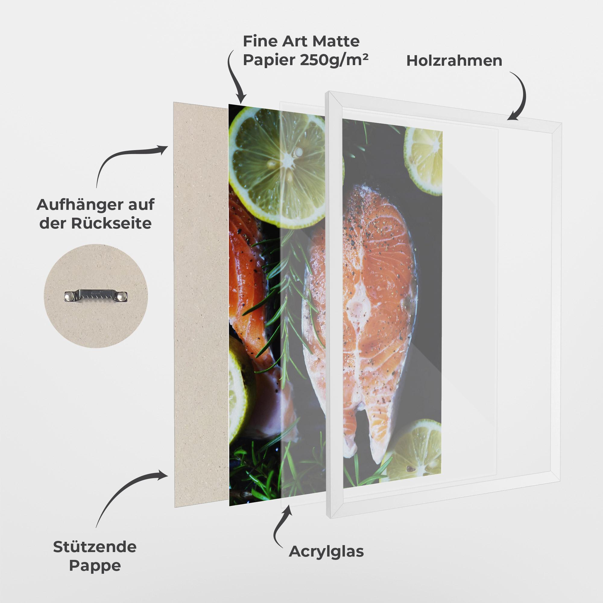 Gerahmte Poster Fish With Lemons mockup 1