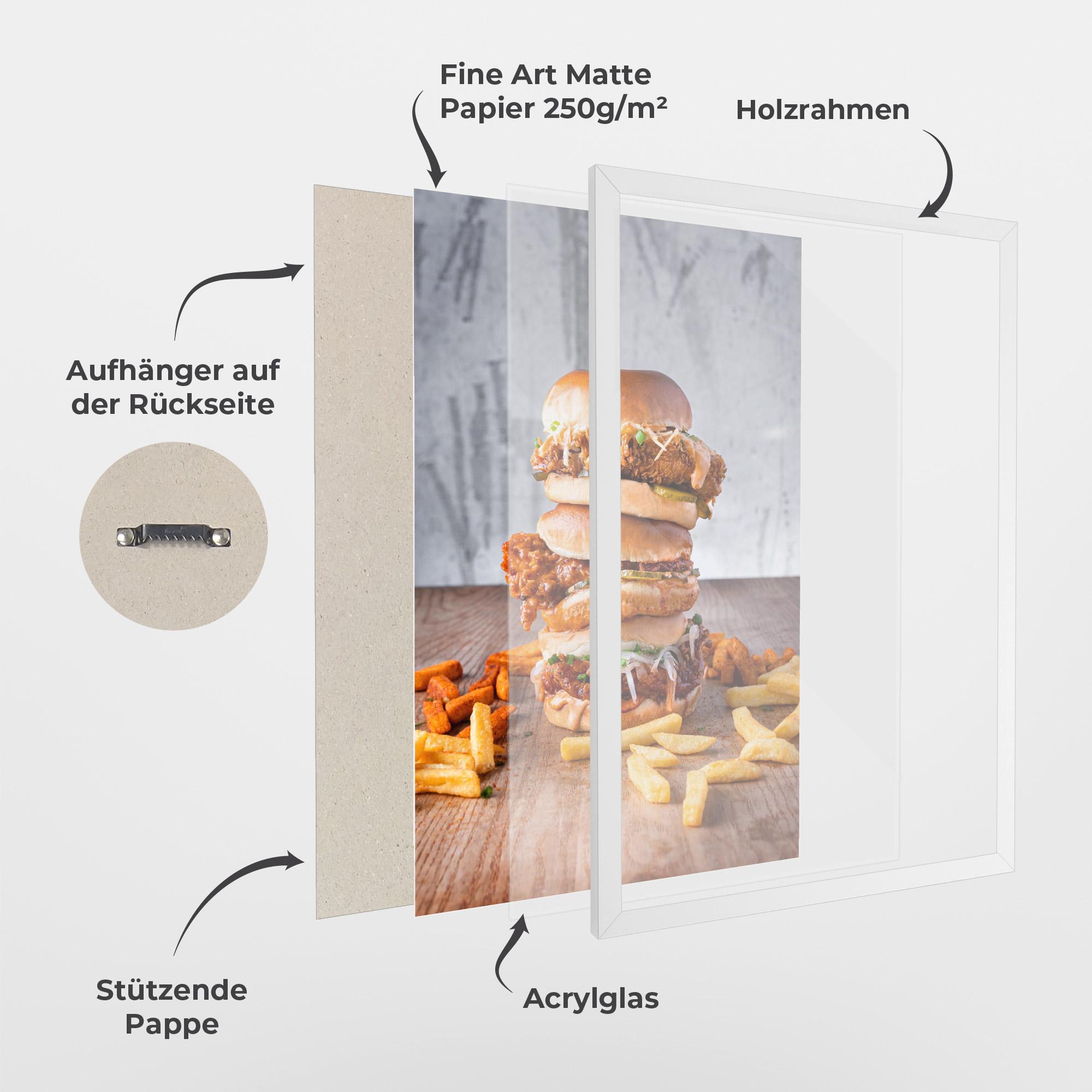 Gerahmte Poster Triple Hamburger mockup 1