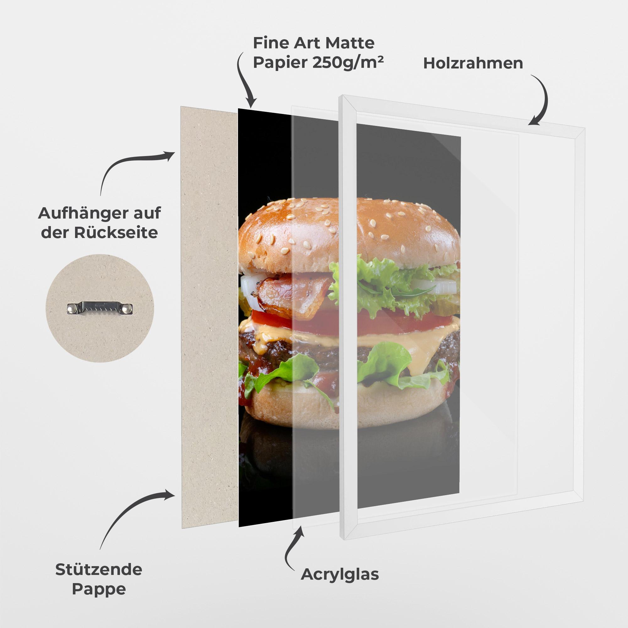 Gerahmte Poster Yumm Hamburger mockup 1