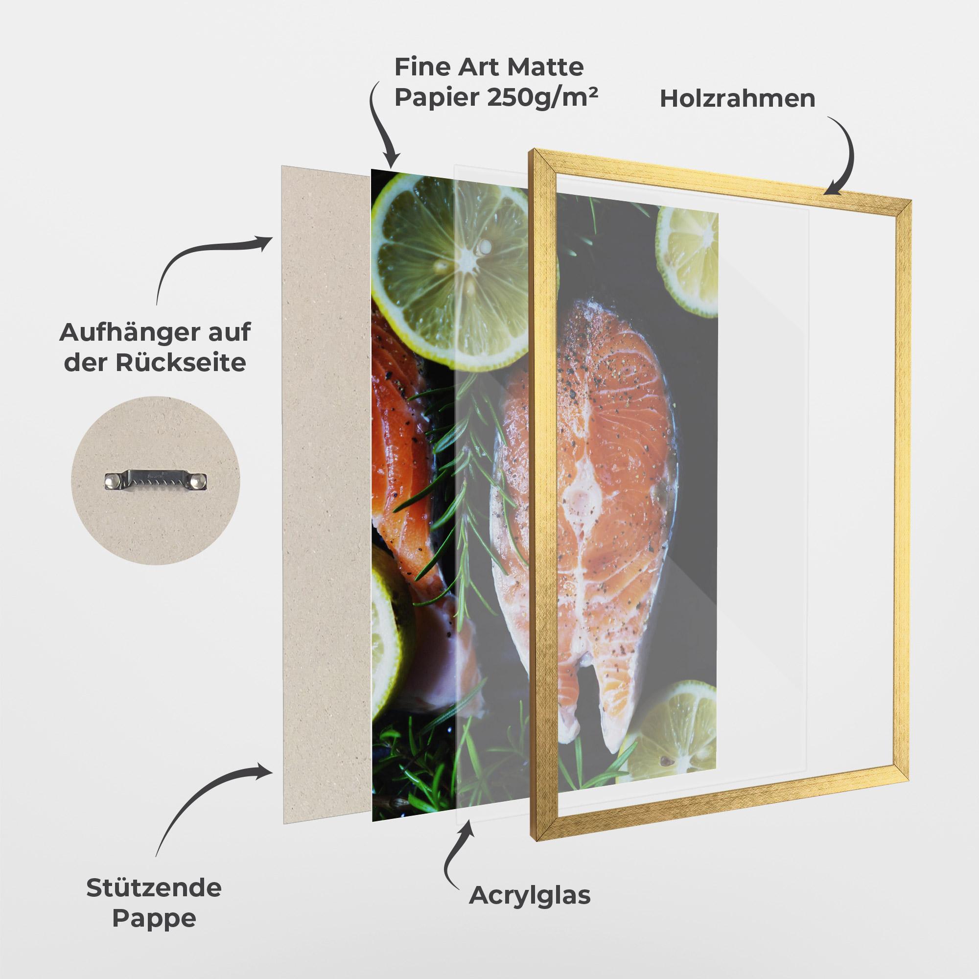 Gerahmte Poster Fish With Lemons mockup 1