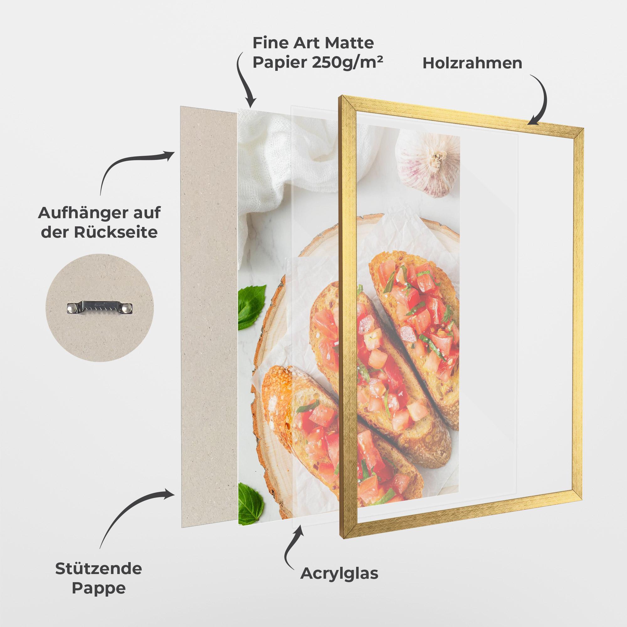 Gerahmte Poster Tomatoes On Bread mockup 1
