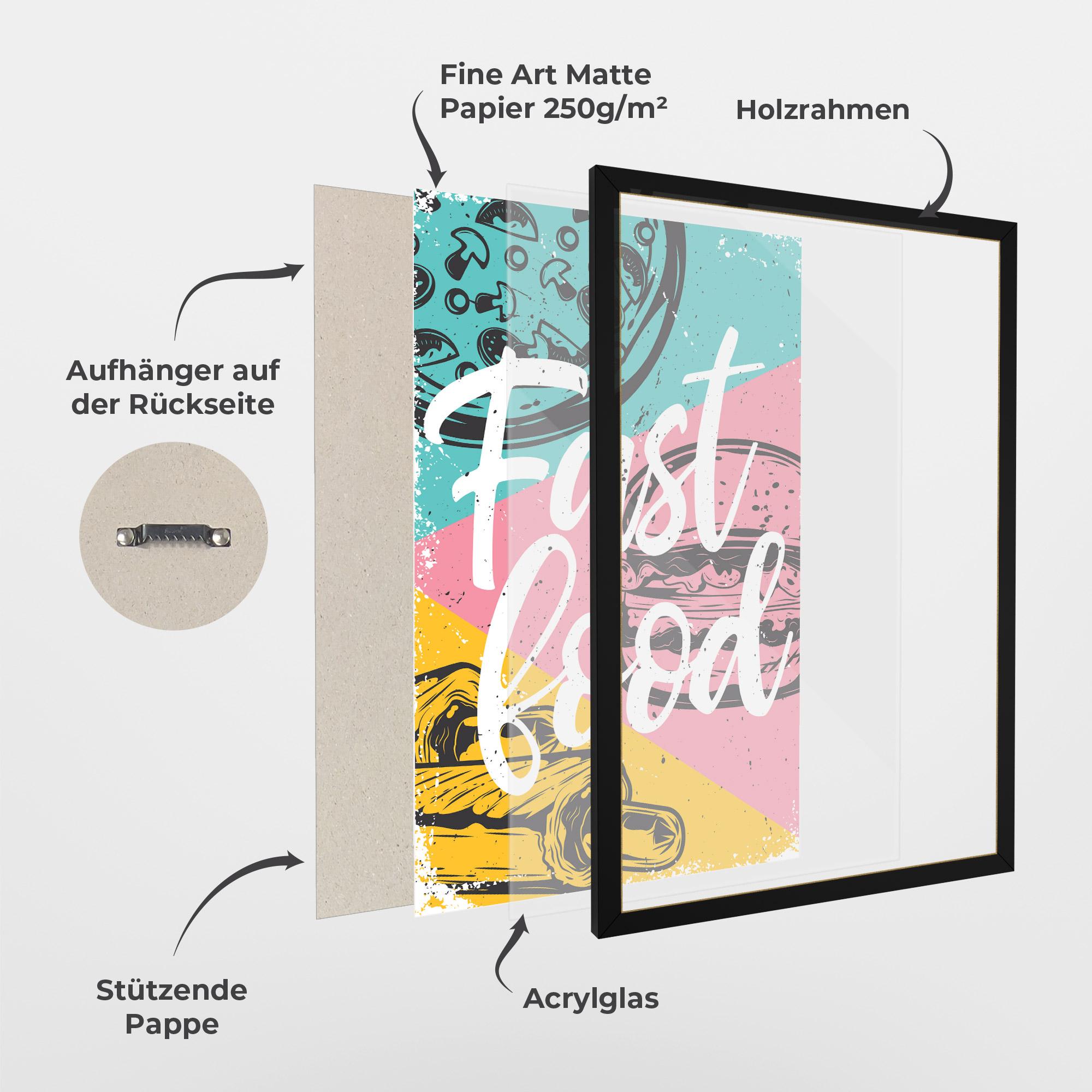 Gerahmte Poster Fast Food Pink mockup 1