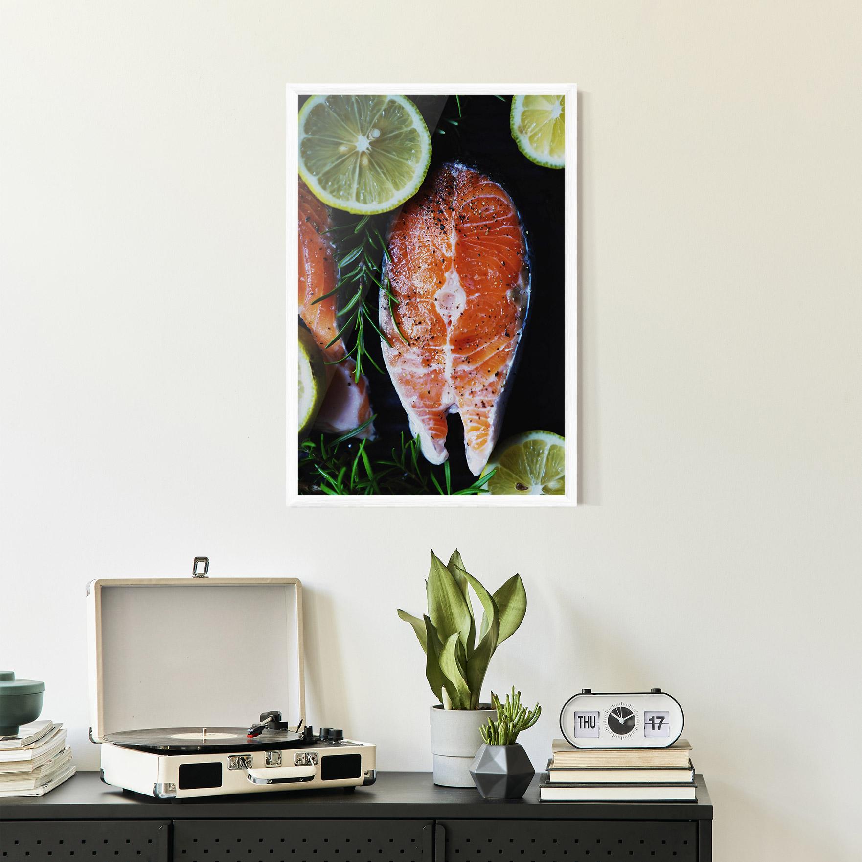 Gerahmte Poster Fish With Lemons mockup 2