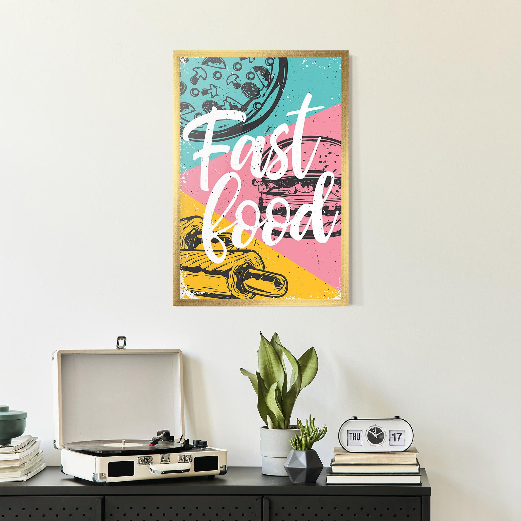Gerahmte Poster Fast Food Pink mockup 2