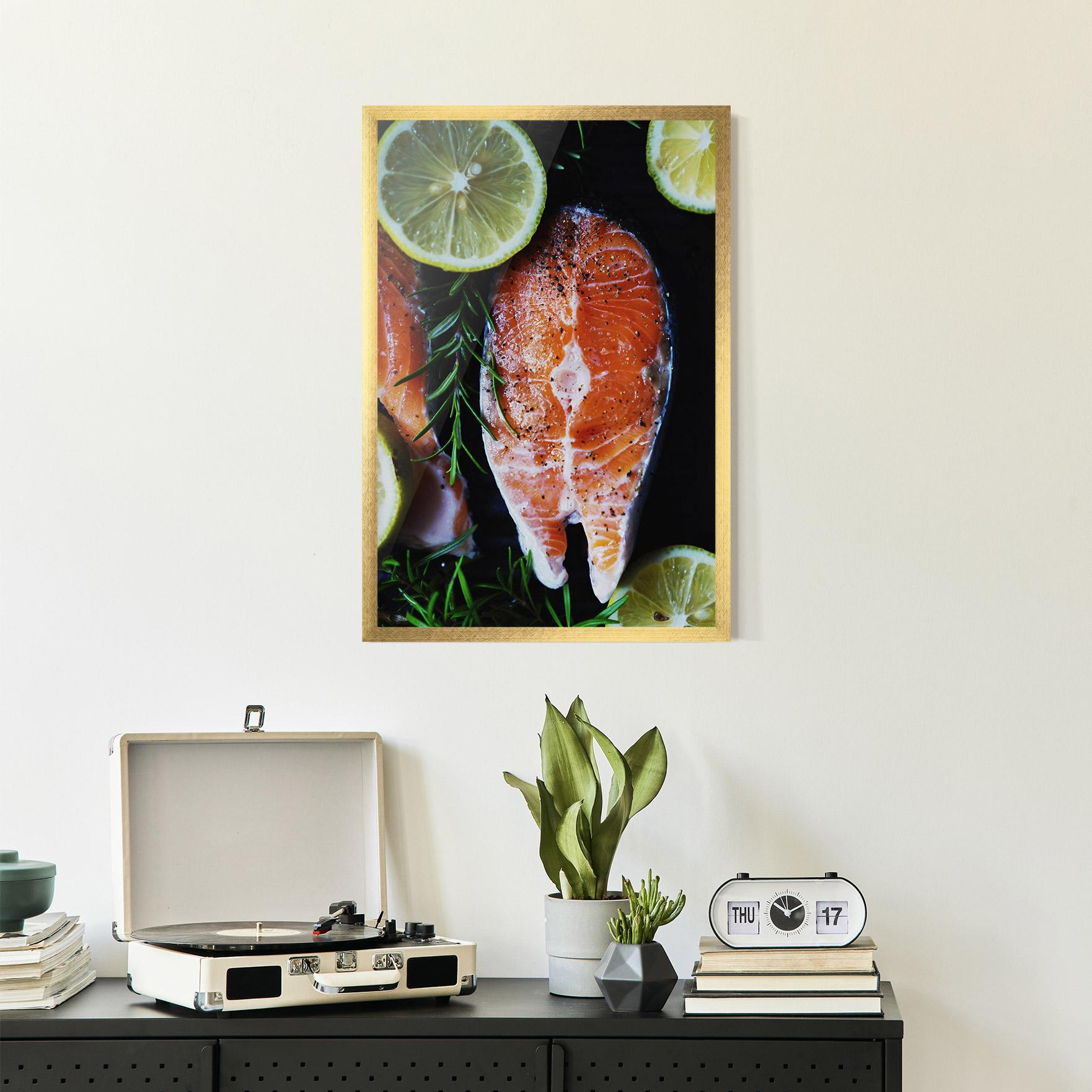Gerahmte Poster Fish With Lemons mockup 2