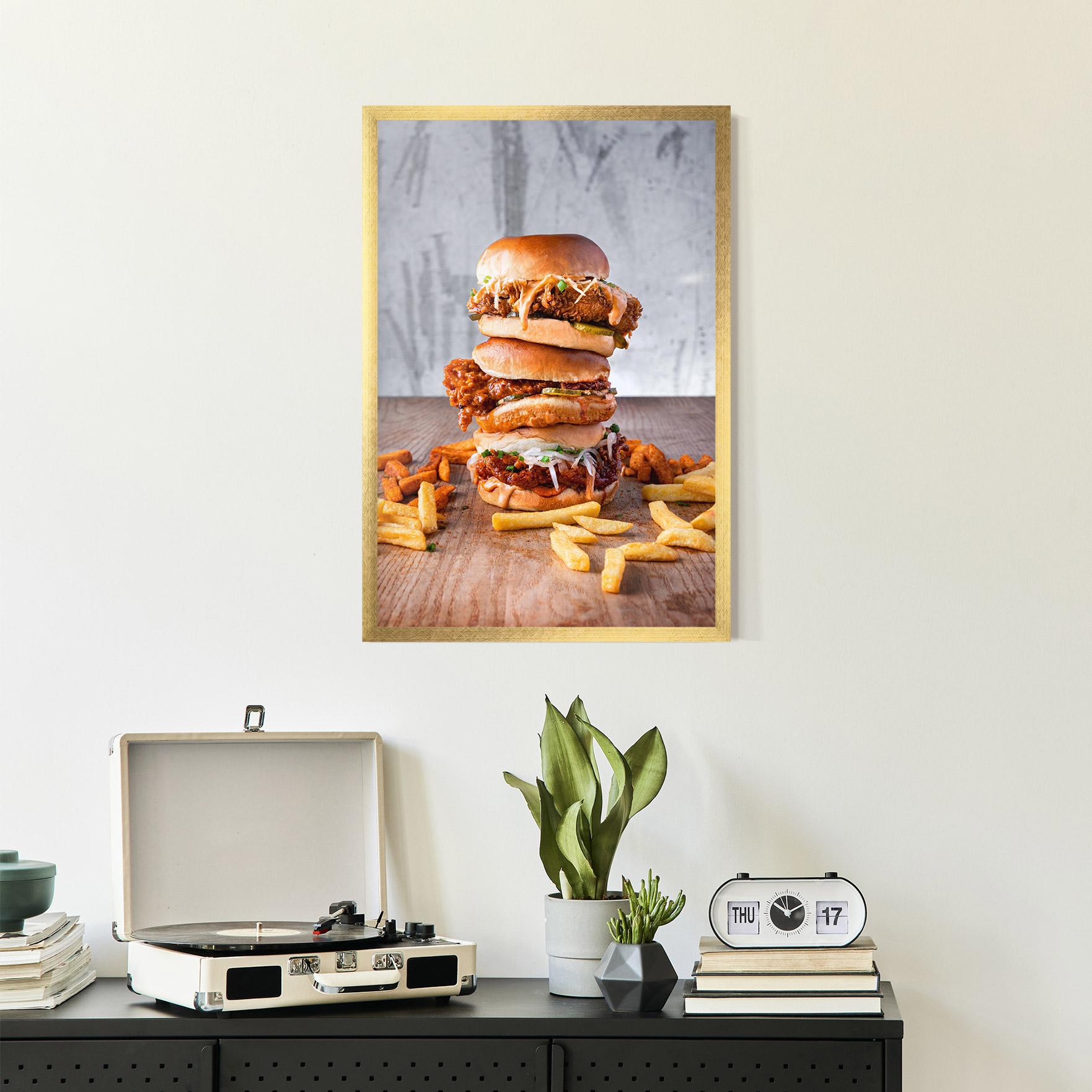 Gerahmte Poster Triple Hamburger mockup 2
