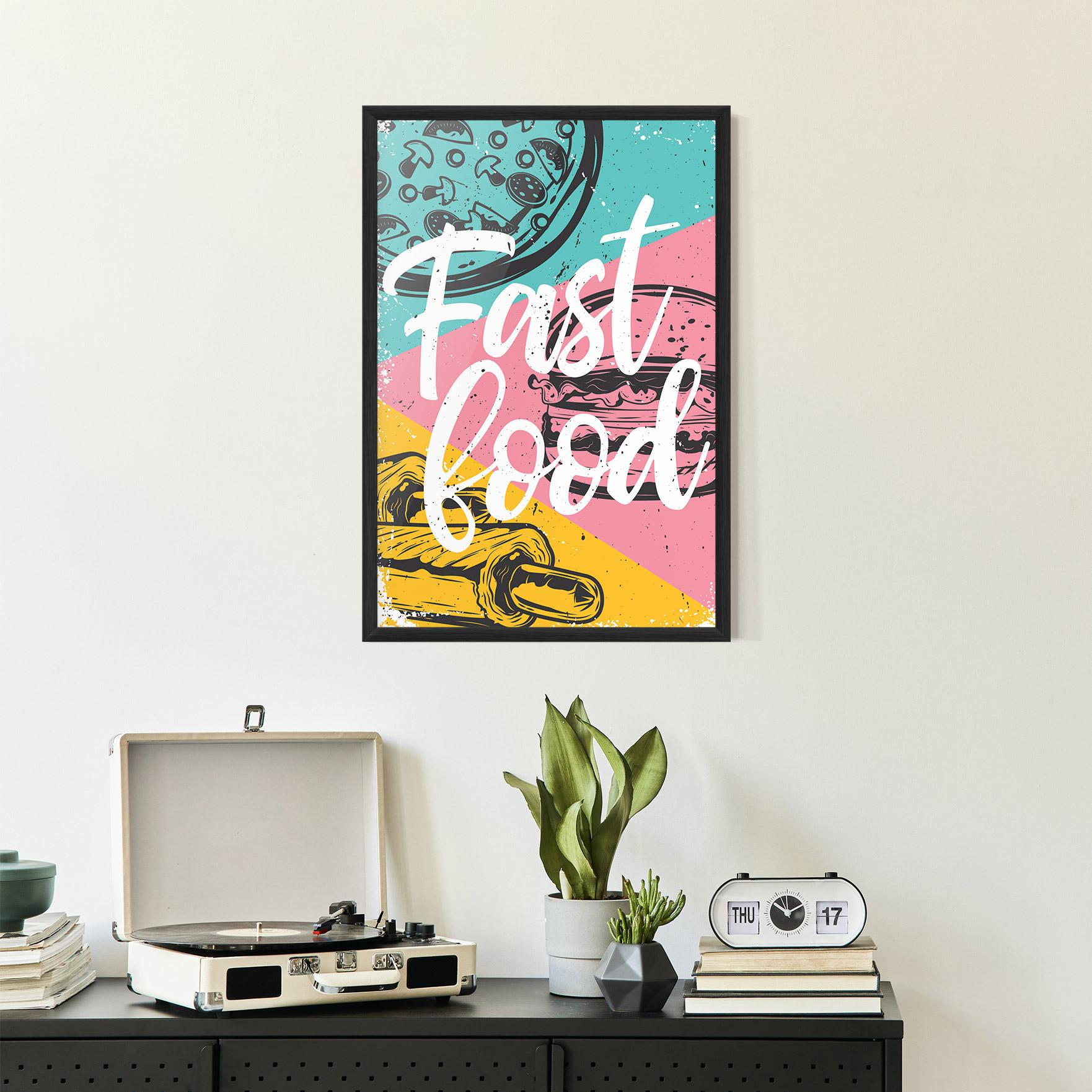 Gerahmte Poster Fast Food Pink mockup 2