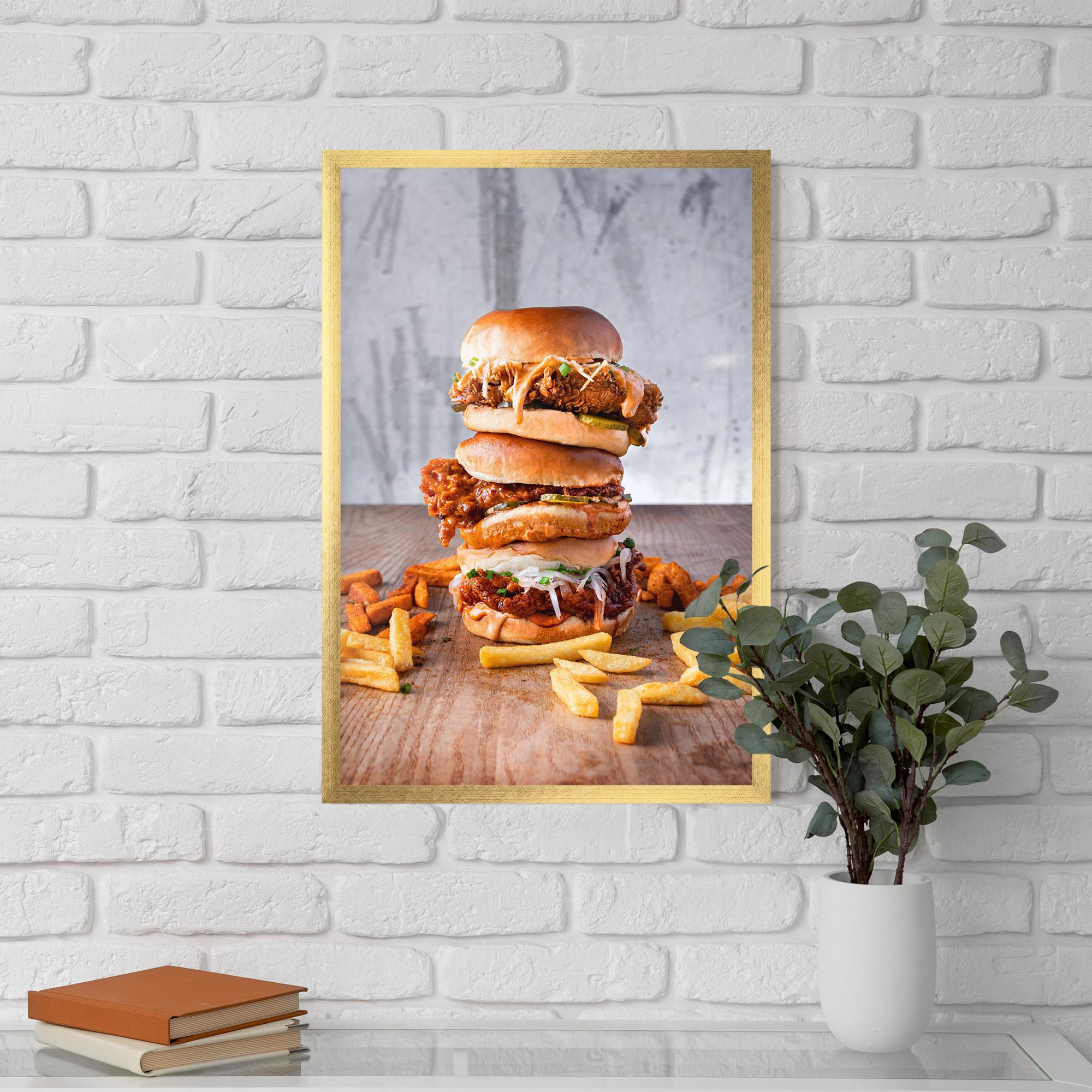 Gerahmte Poster Triple Hamburger mockup 5