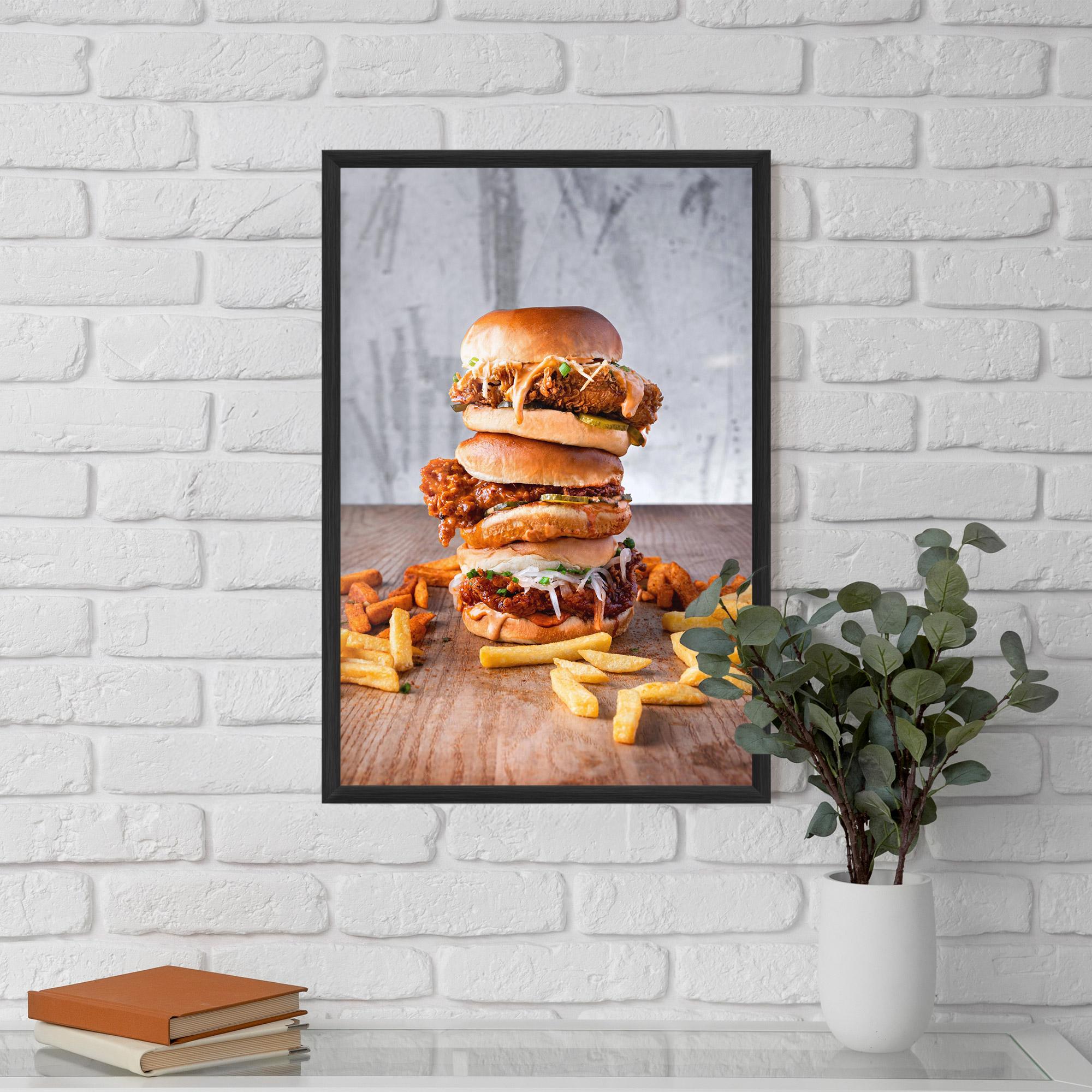 Gerahmte Poster Triple Hamburger mockup 5