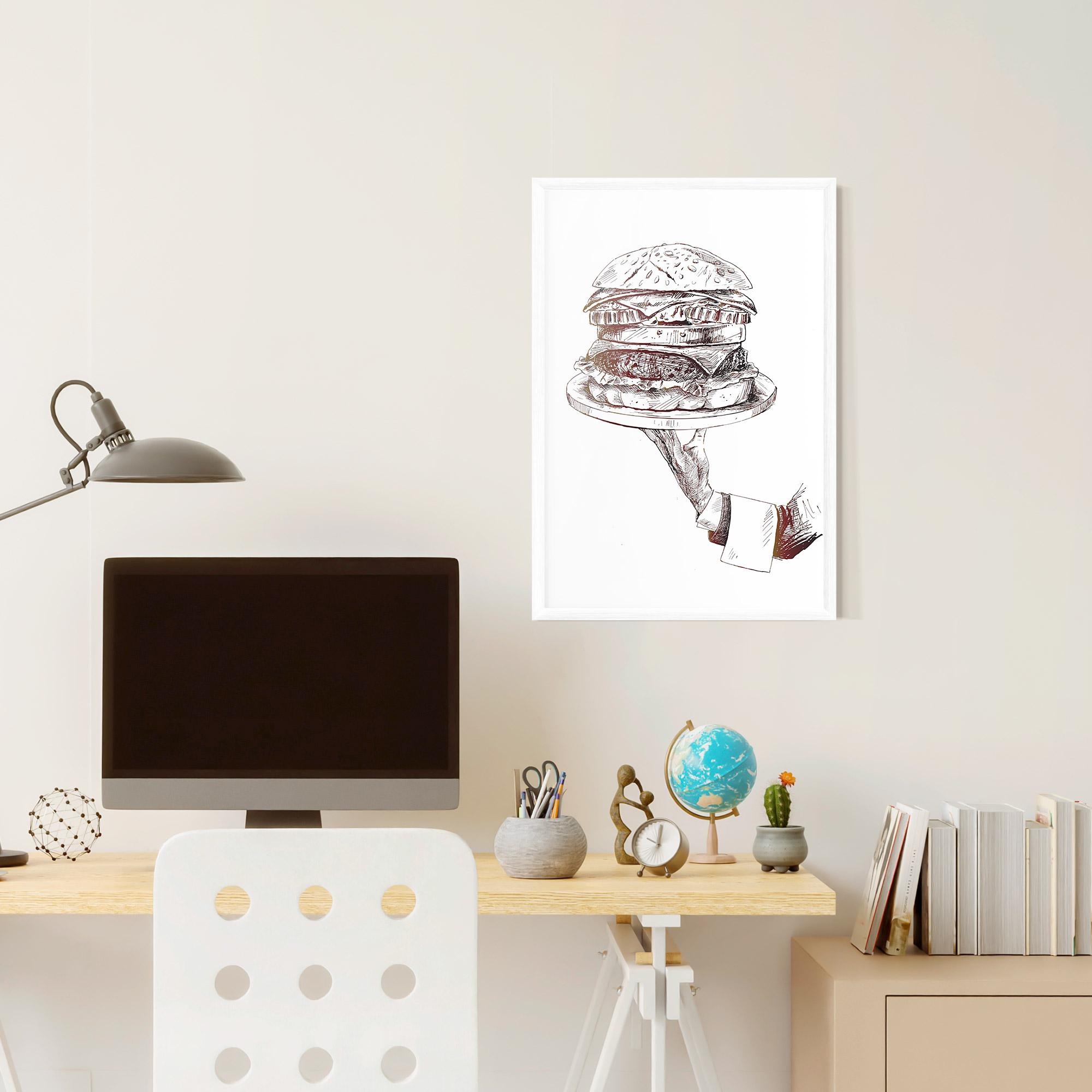 Gerahmte Poster Holding Hamburger mockup 6