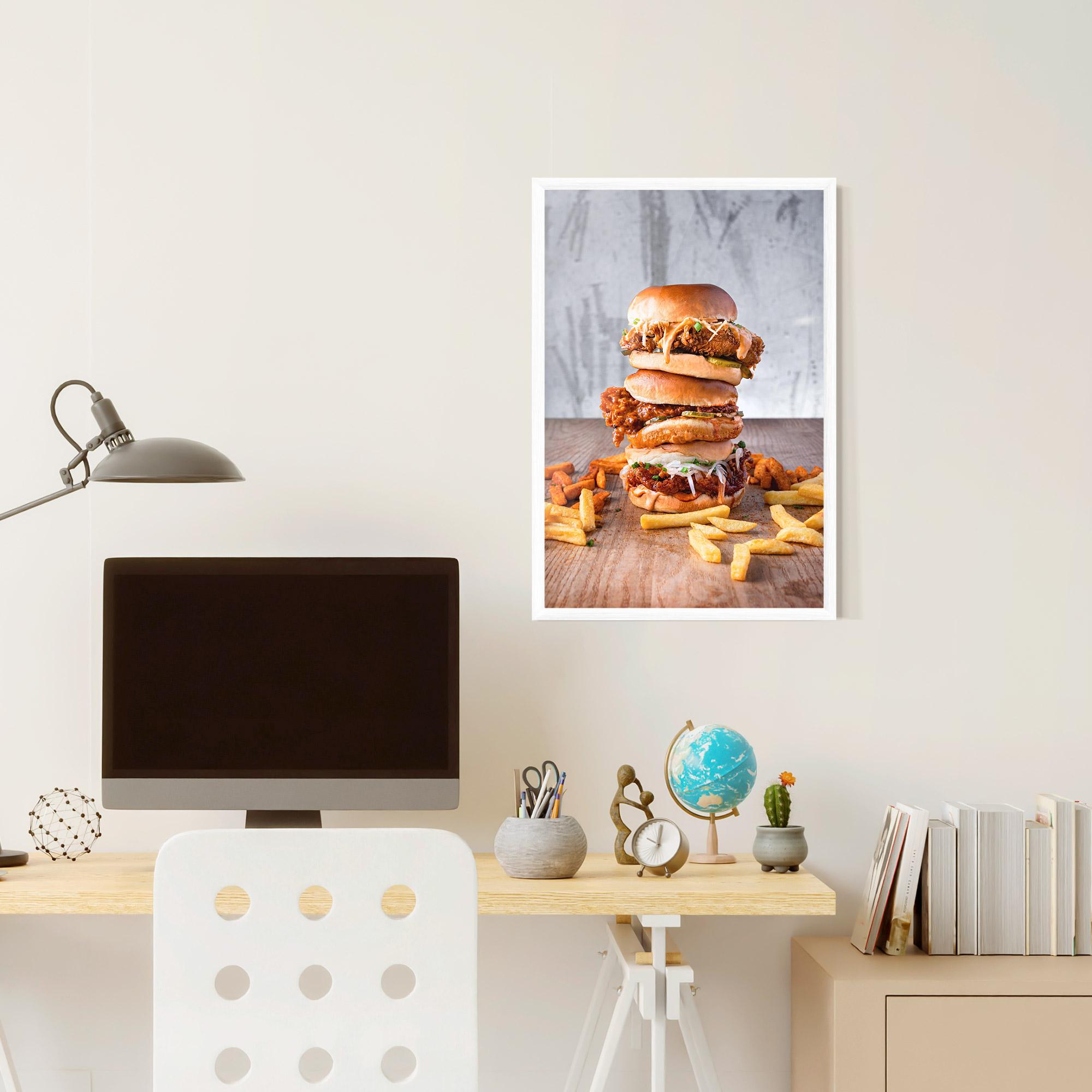Gerahmte Poster Triple Hamburger mockup 6