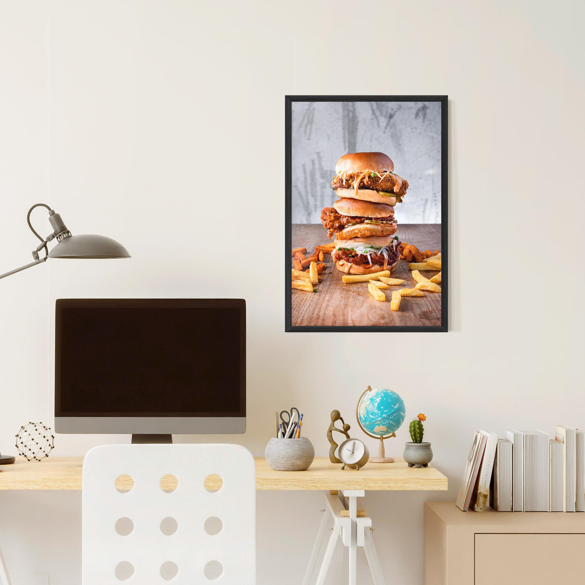 Gerahmte Poster Triple Hamburger mockup 6